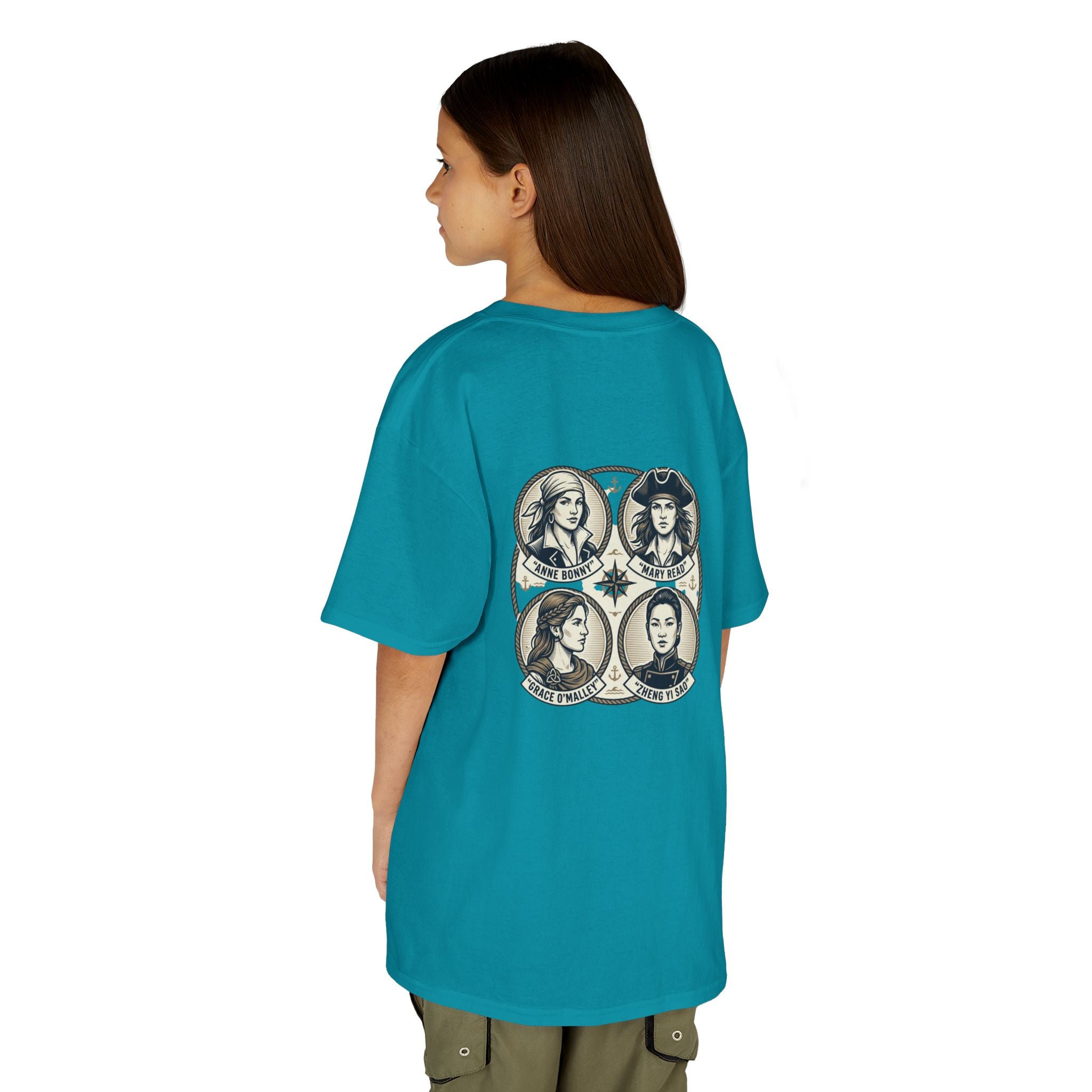 Kids Tee — 'Great Female Pirates' Illustration Back Print