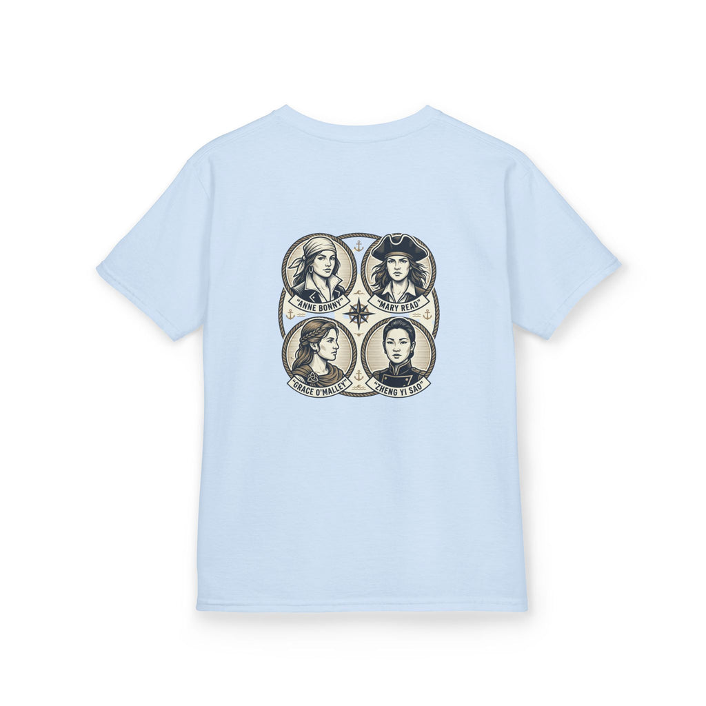 Kids Tee — 'Great Female Pirates' Illustration Back Print