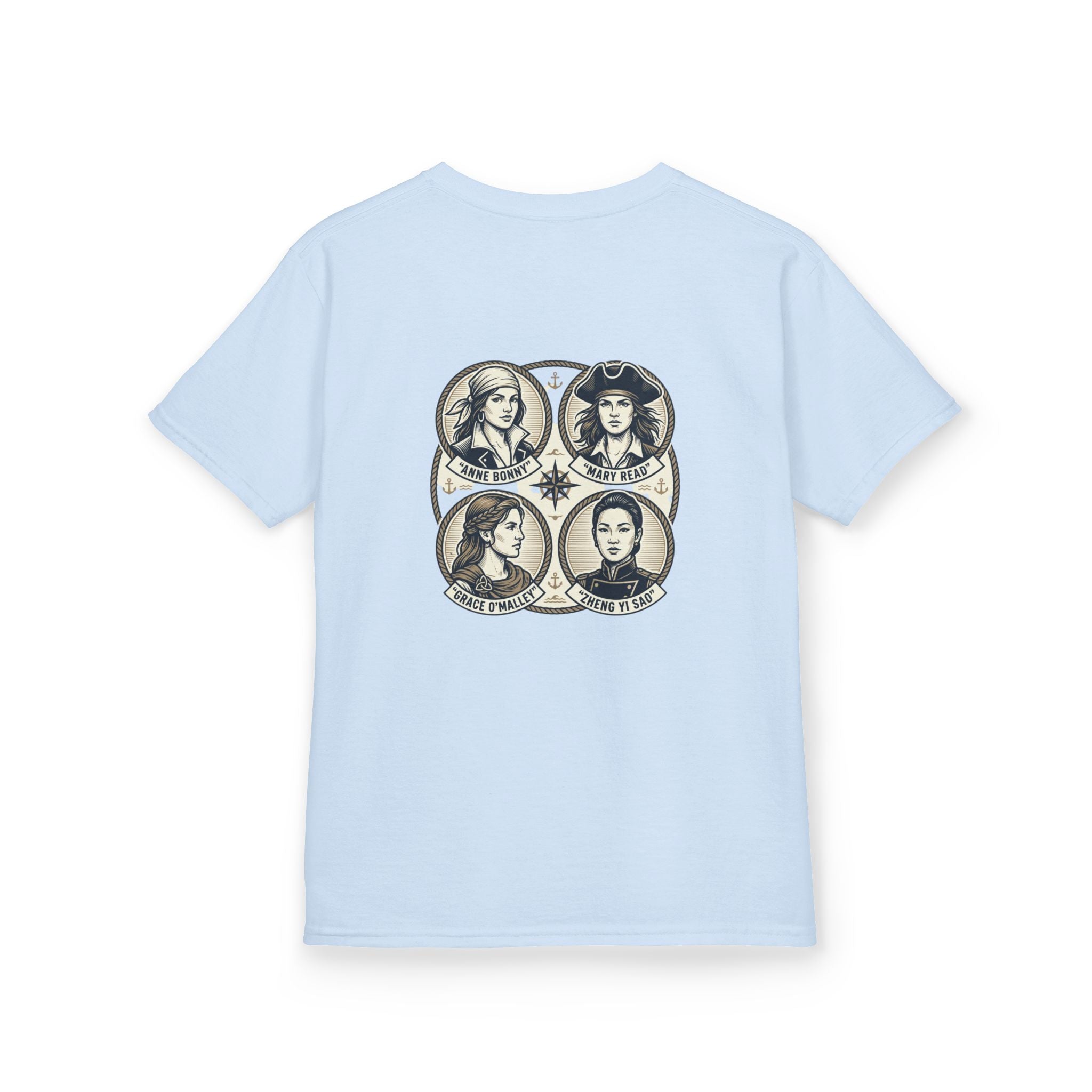 Kids Tee — 'Great Female Pirates' Illustration Back Print