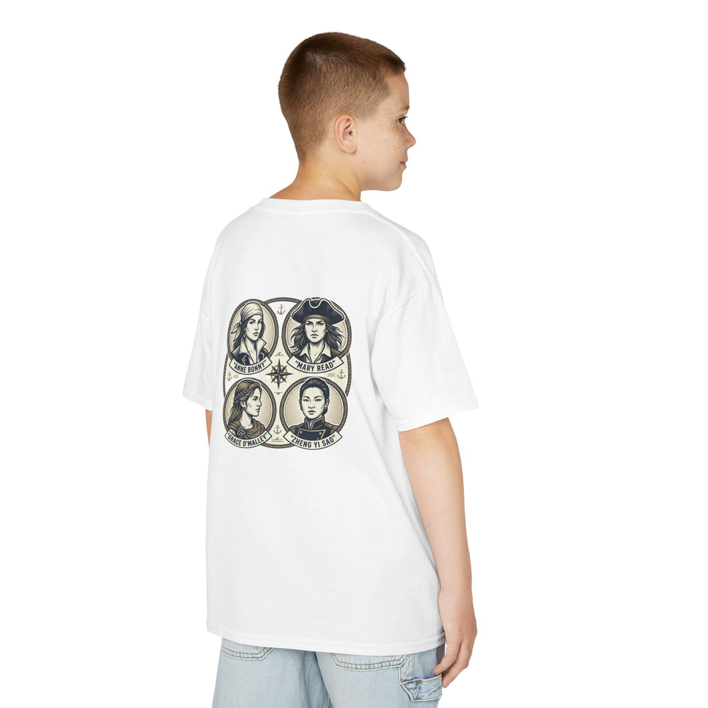 Kids Tee — 'Great Female Pirates' Illustration Back Print