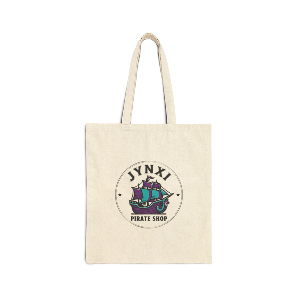 Pirate Ship Canvas Tote Bag — "JYNXI Pirate Shop" Nautical Market Tote