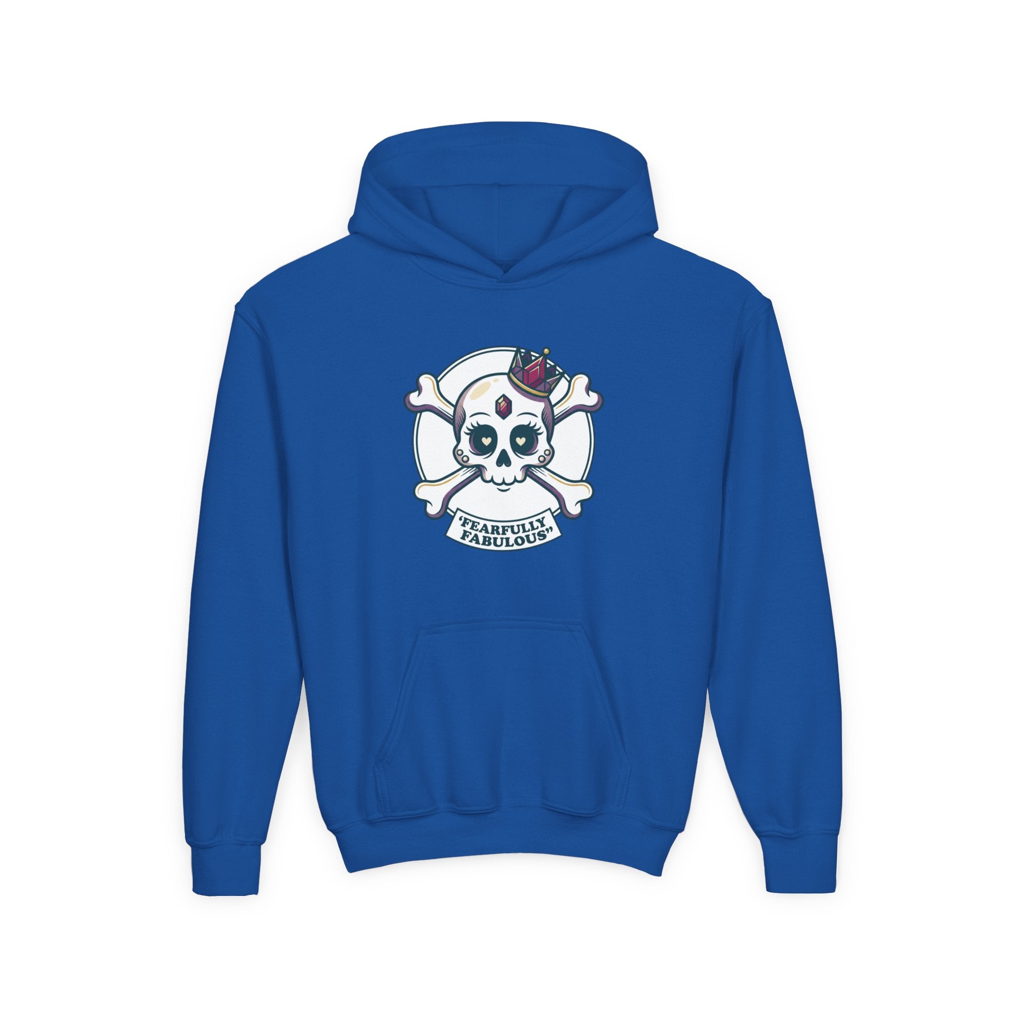 Youth Skull & Crossbones Hoodie — 'Fearfully Fabulous' Cute Gothic Kids Sweatshirt