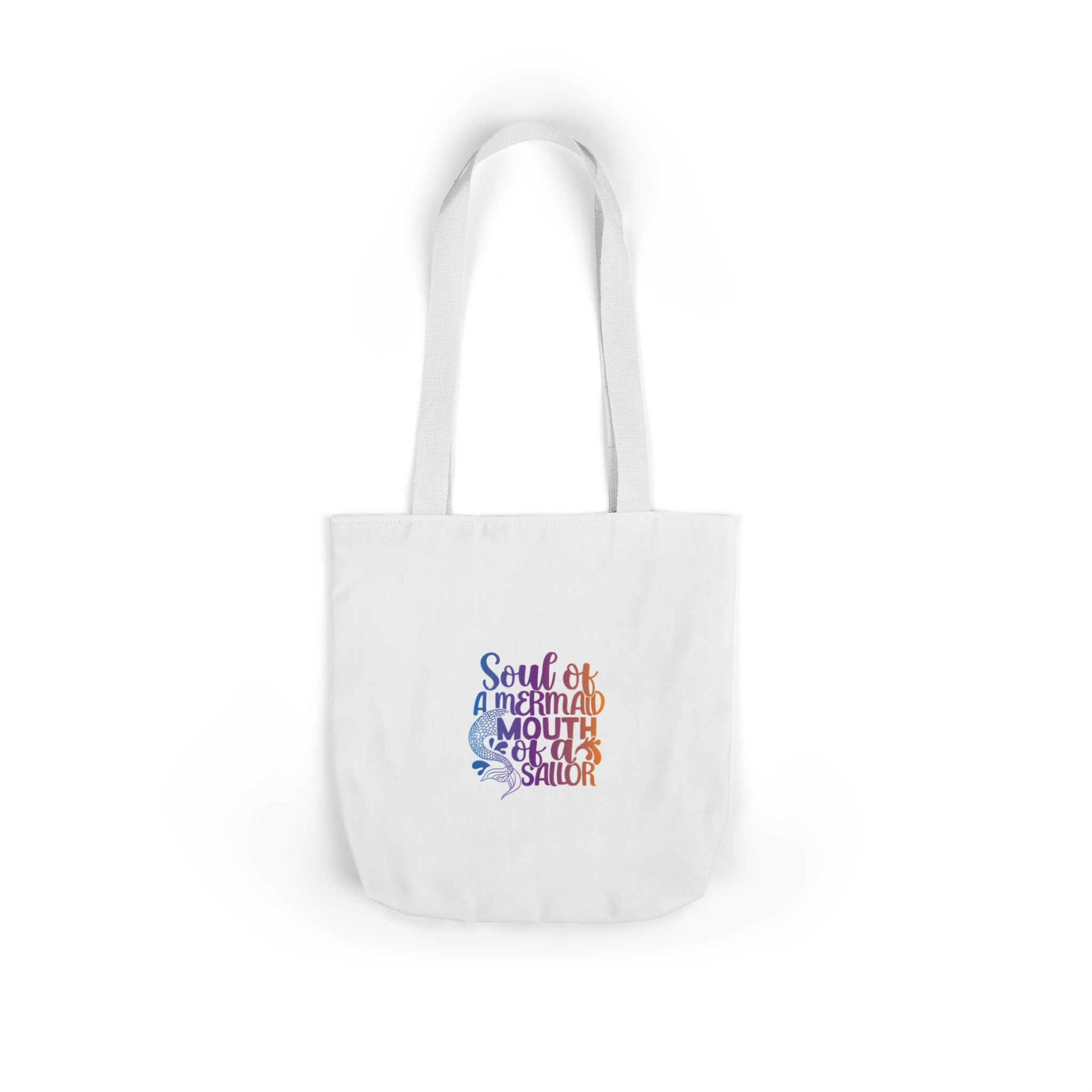 Soul of a Mermaid Colorful Script Canvas Tote Bag
