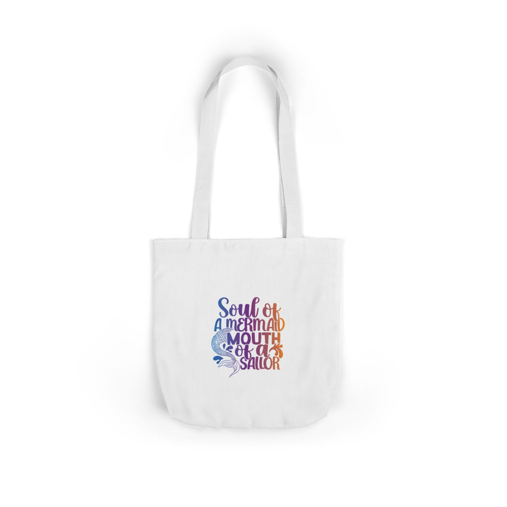Soul of a Mermaid Colorful Script Canvas Tote Bag