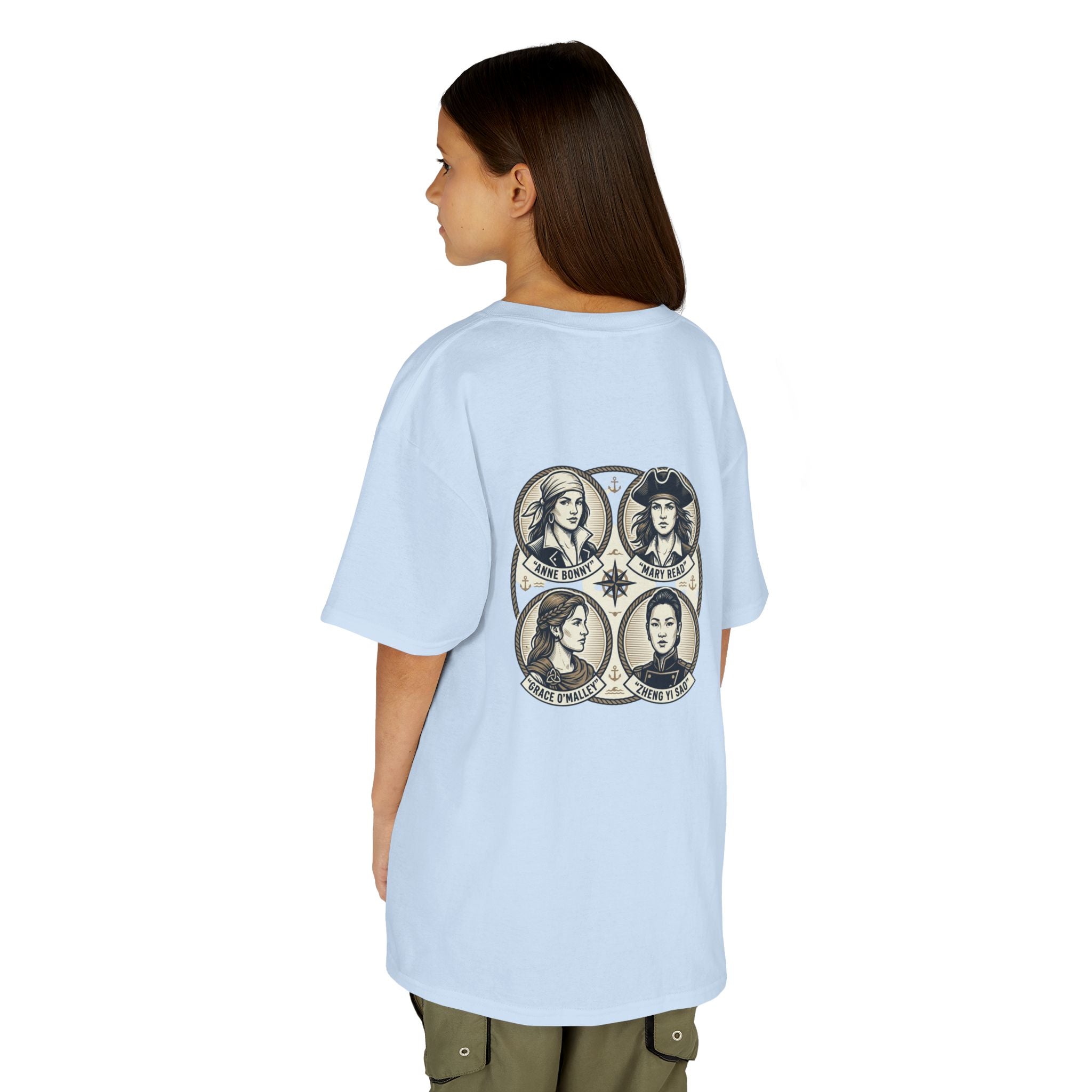 Kids Tee — 'Great Female Pirates' Illustration Back Print