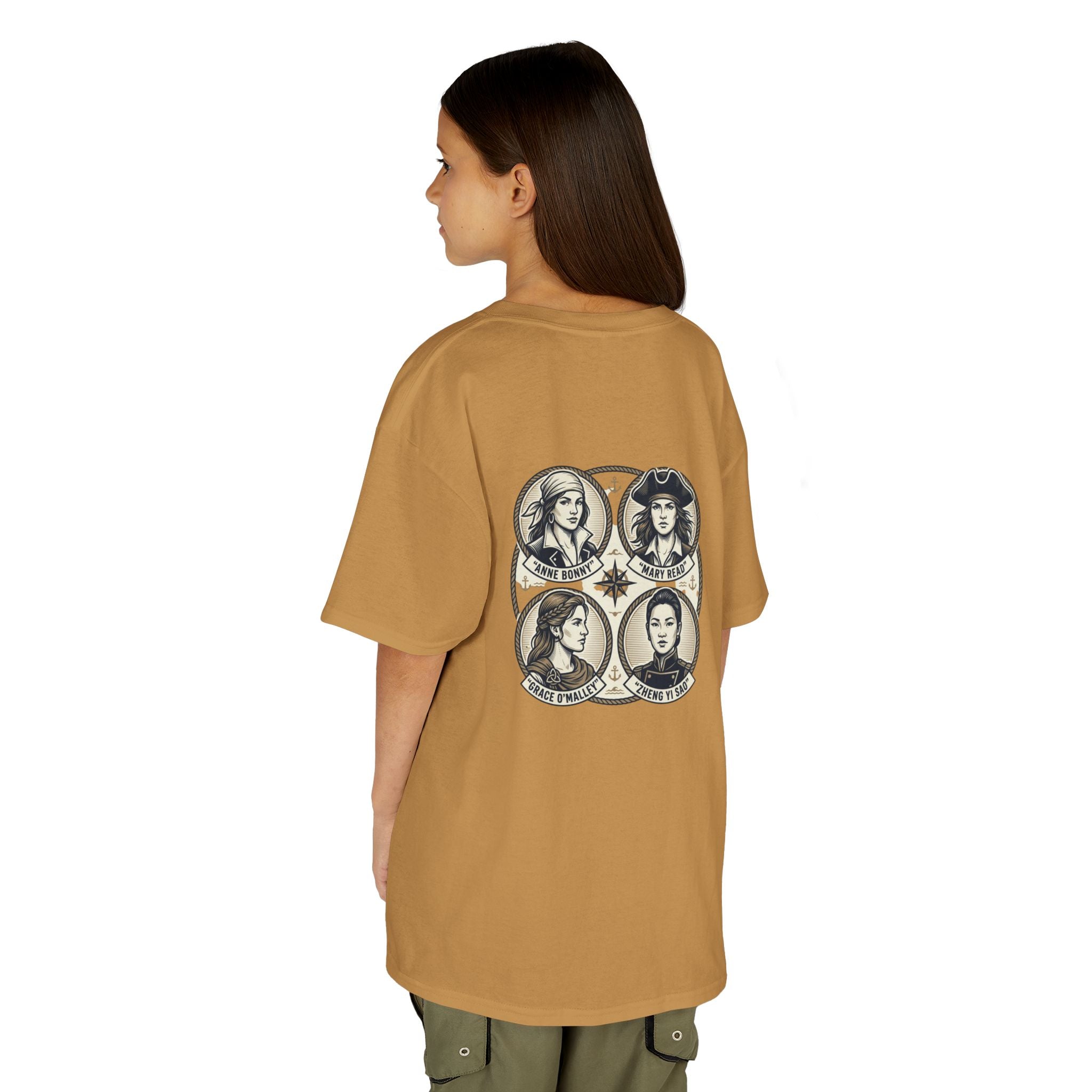 Kids Tee — 'Great Female Pirates' Illustration Back Print