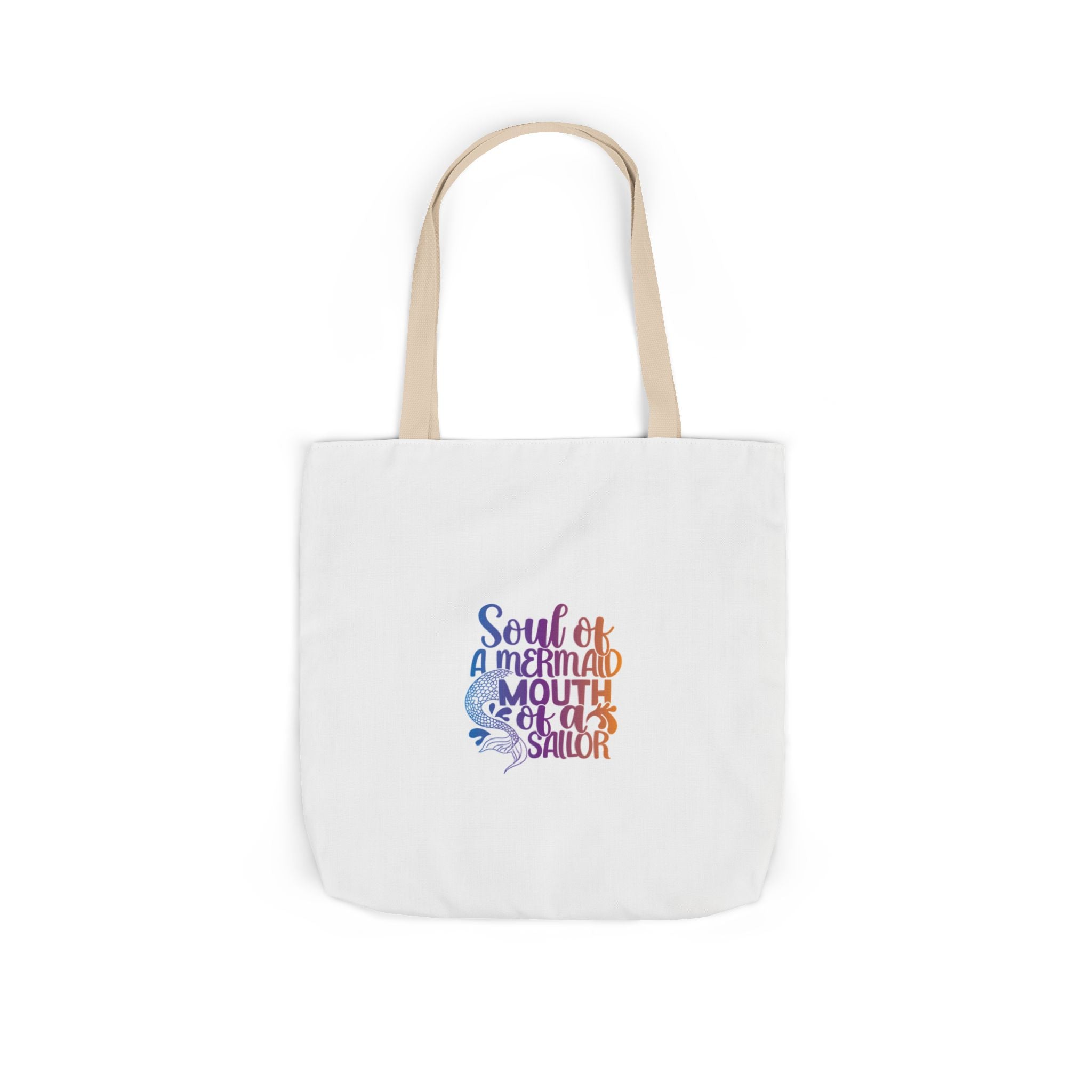 Soul of a Mermaid Colorful Script Canvas Tote Bag