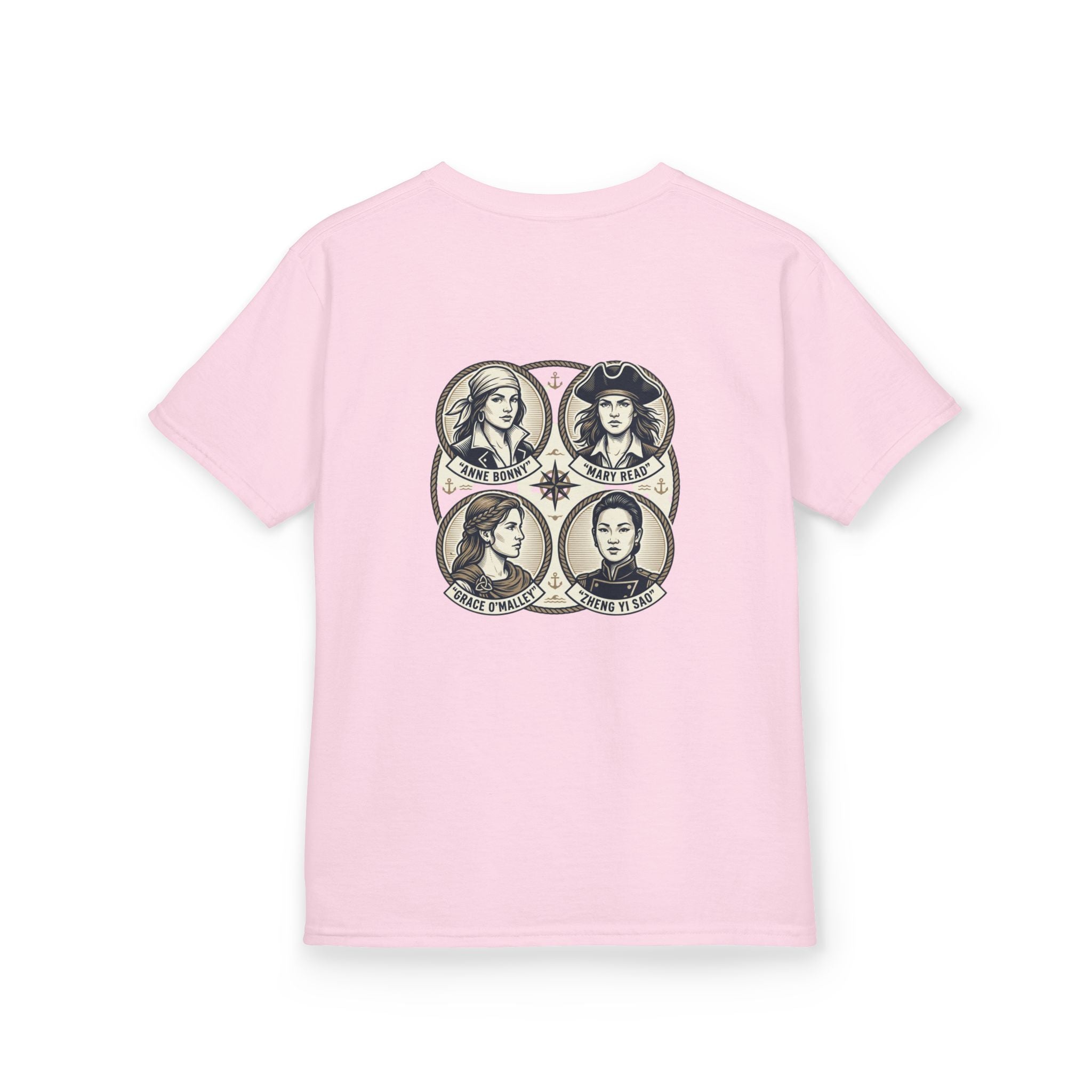 Kids Tee — 'Great Female Pirates' Illustration Back Print