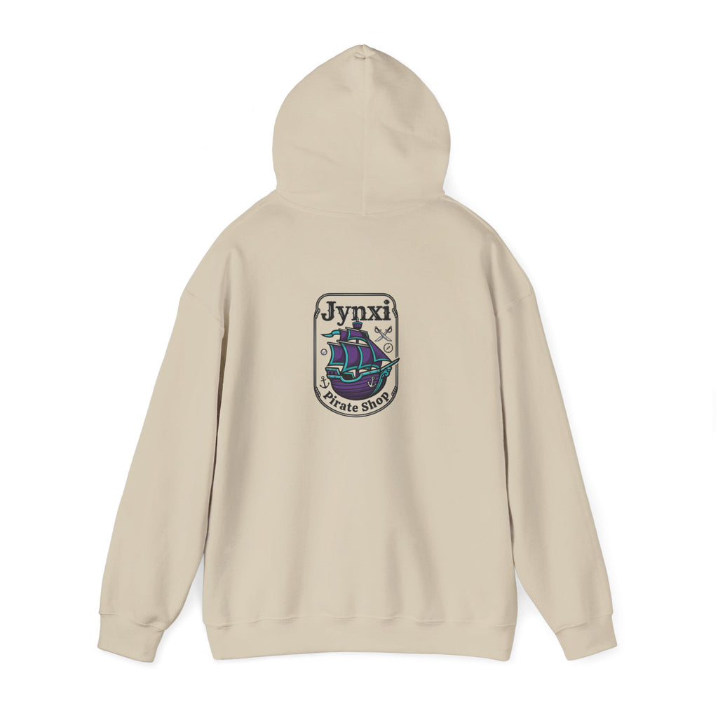 Pirate Ship Hoodie — "Jynxi Pirate Shop" Crest Pullover