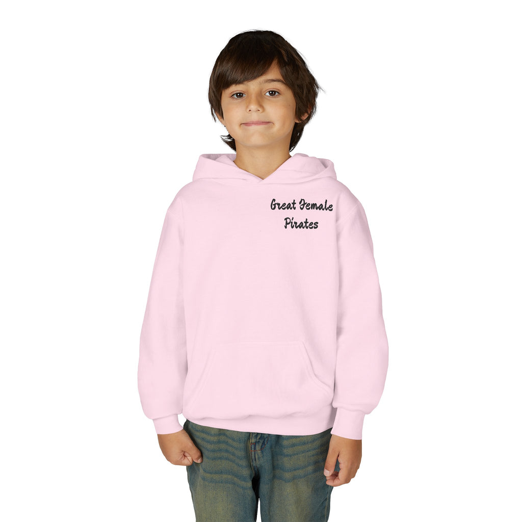 Youth Hoodie — 'Great Female Pirates' Illustrated Back Graphic