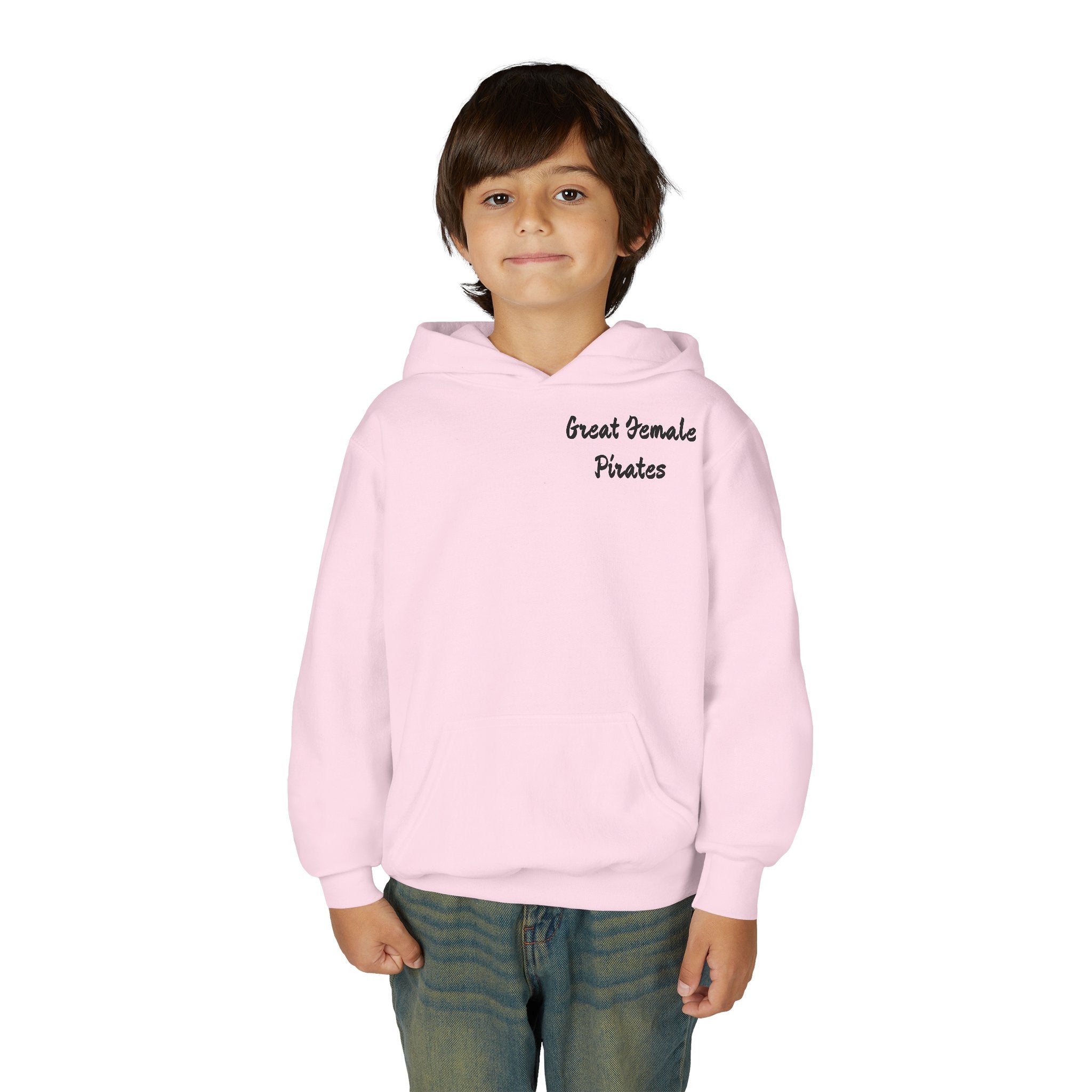 Youth Hoodie — 'Great Female Pirates' Illustrated Back Graphic