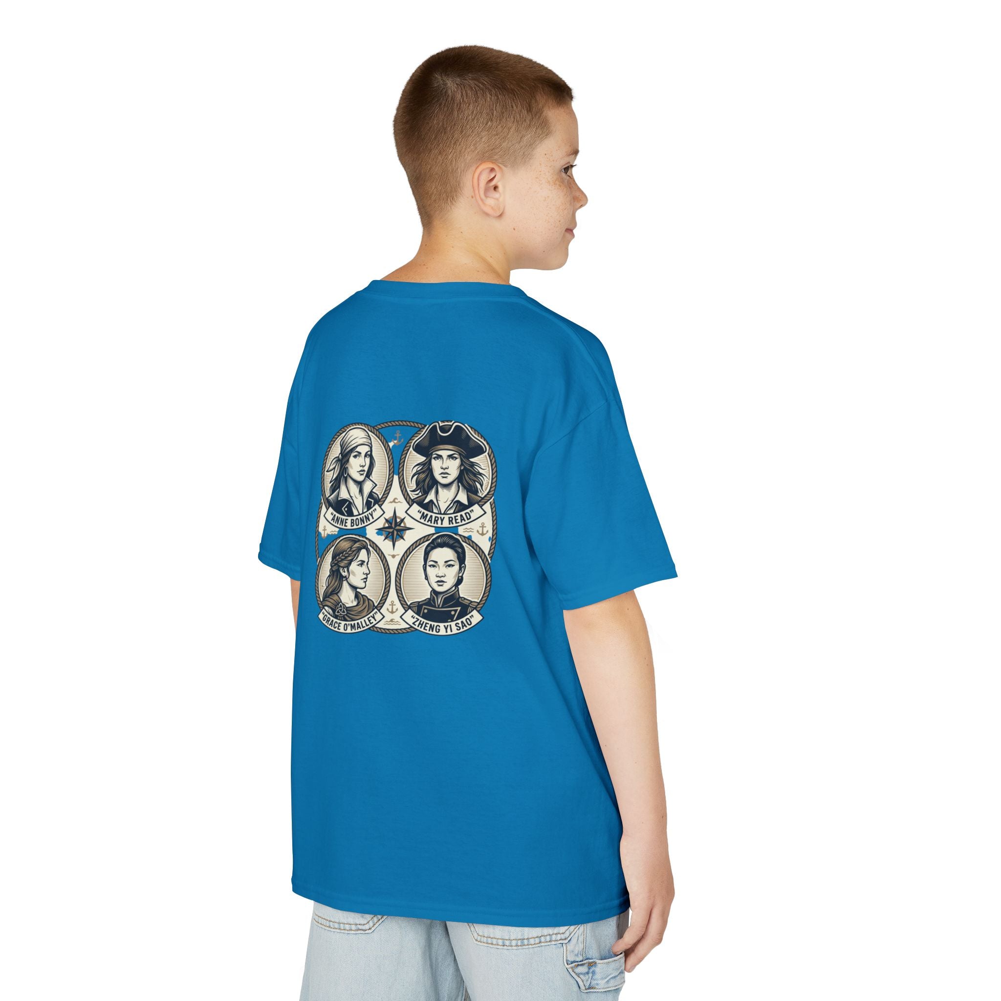 Kids Tee — 'Great Female Pirates' Illustration Back Print