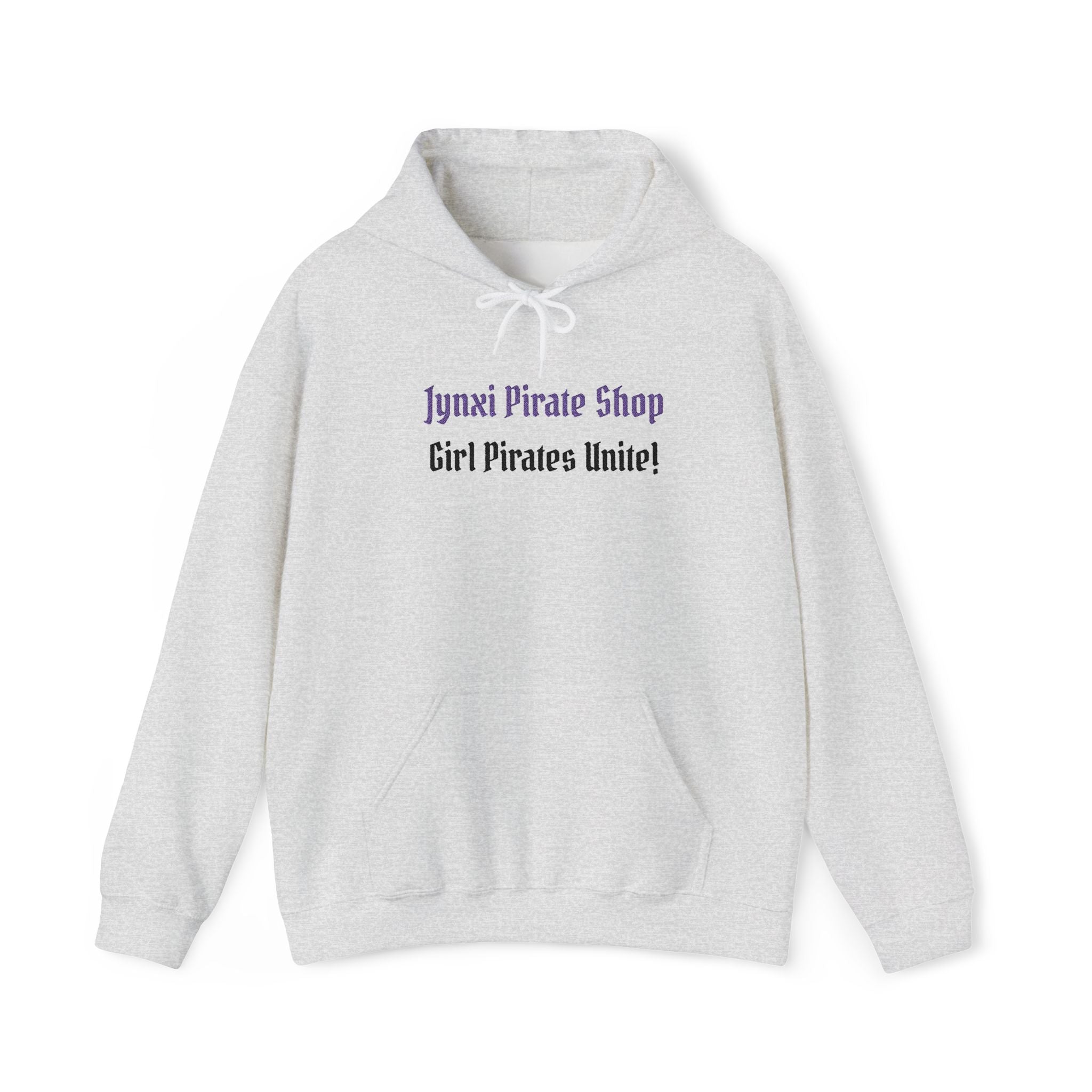 Girl Pirates Hoodie — "Jynxi Pirate Shop / Girl Pirates Unite!" White Pullover