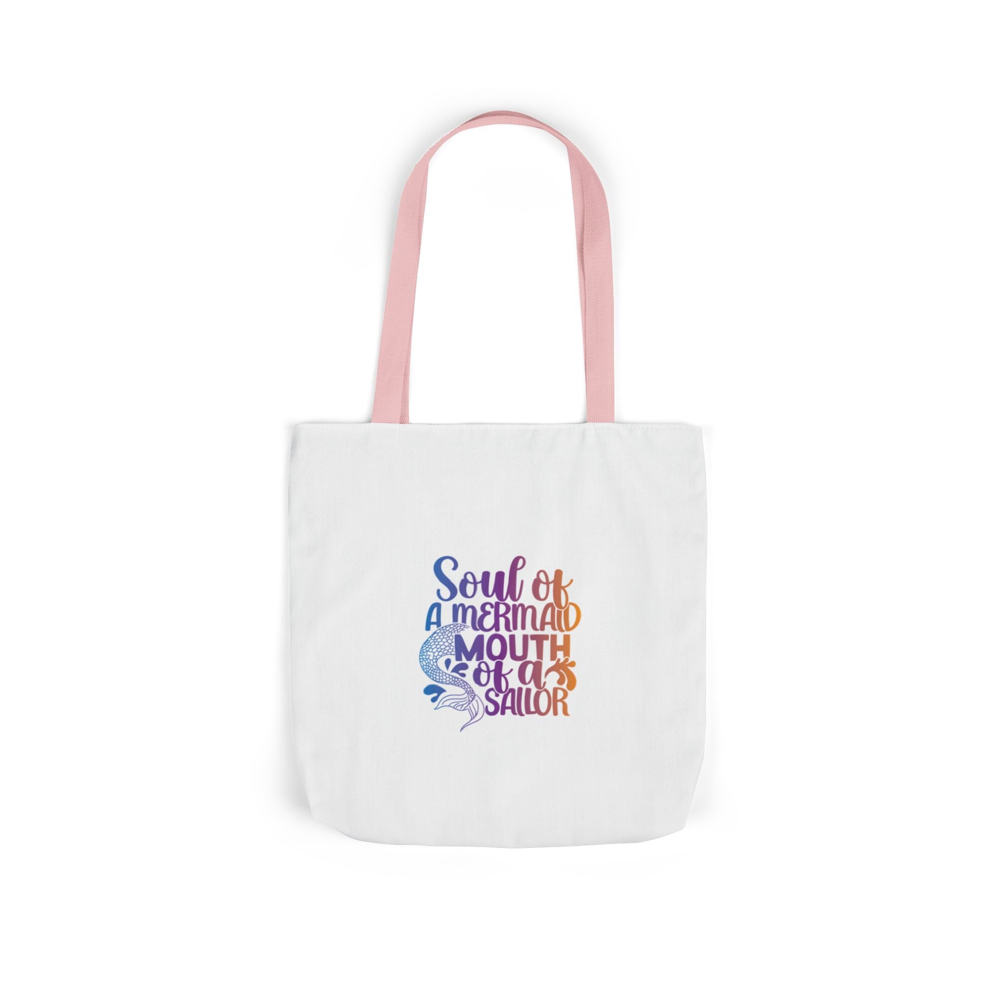 Soul of a Mermaid Colorful Script Canvas Tote Bag