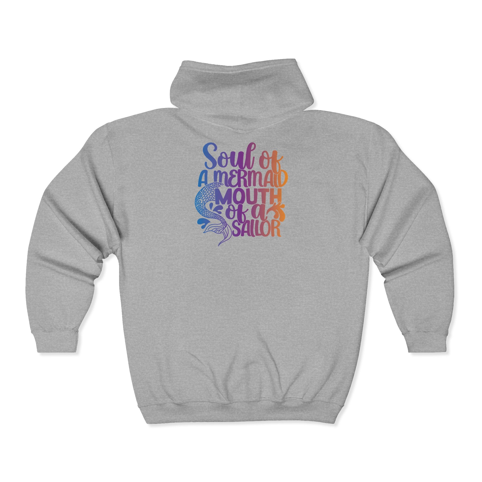 Full Zip Hoodie — 'Soul of a Mermaid' Gradient Script Zip-Up