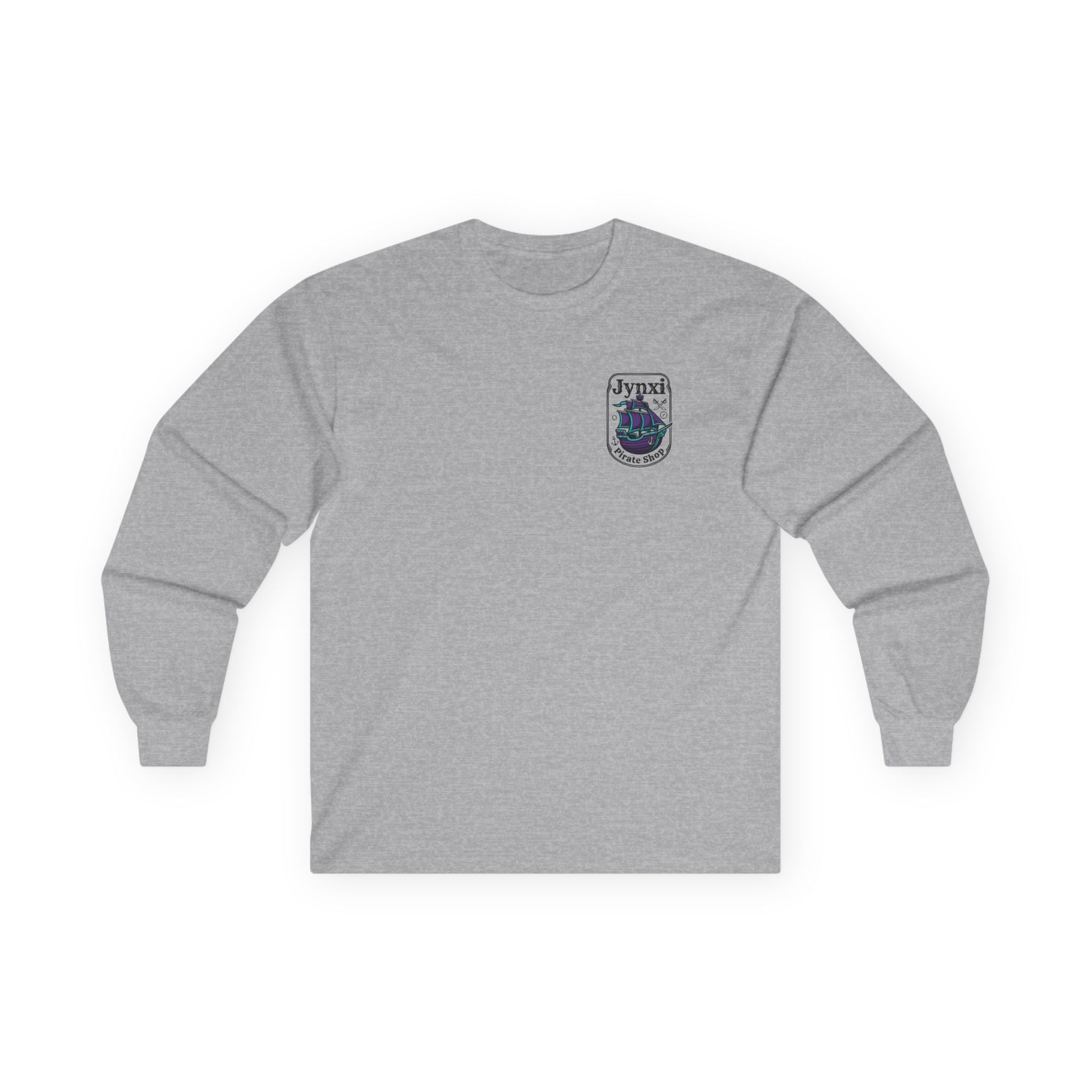 Pirate Ship Long Sleeve Tee — "Jynxi Pirate Shop" Graphic