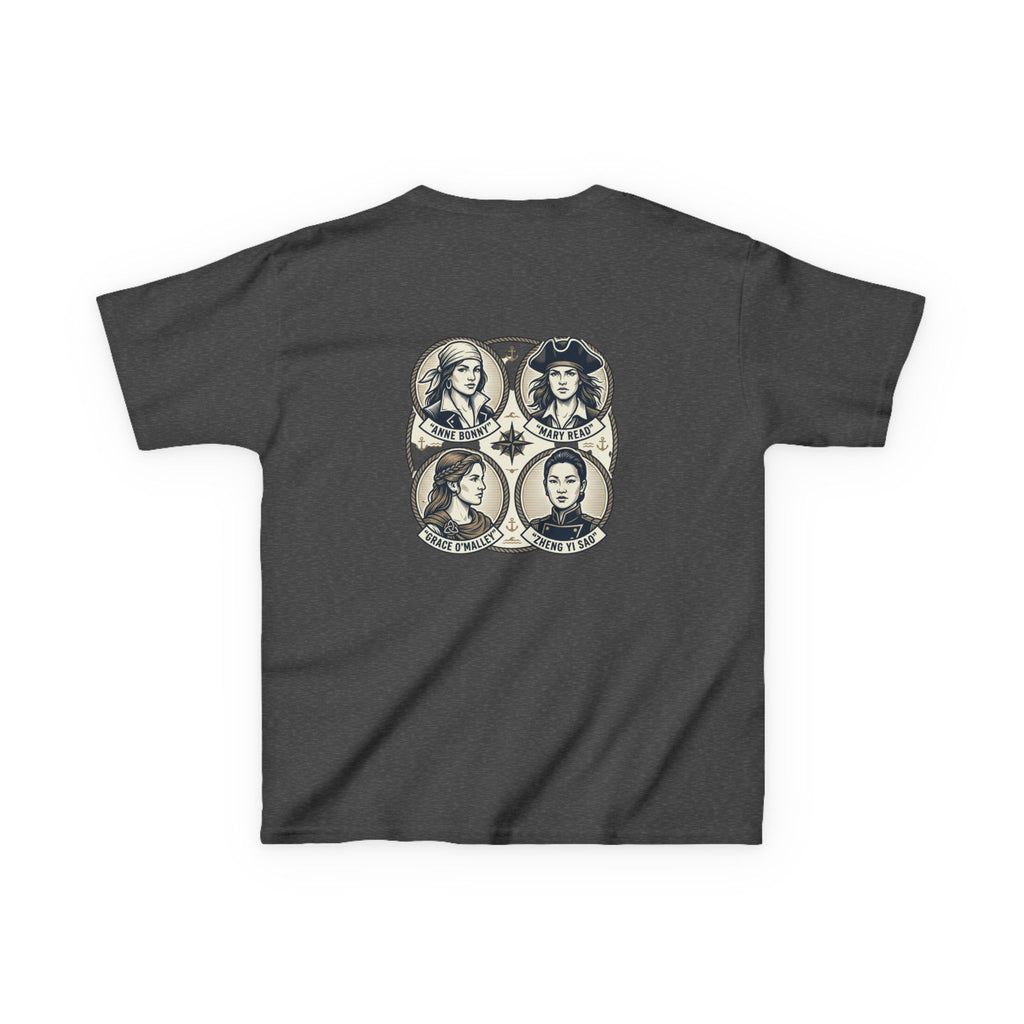 Kids Tee — 'Great Female Pirates' Illustration Back Print