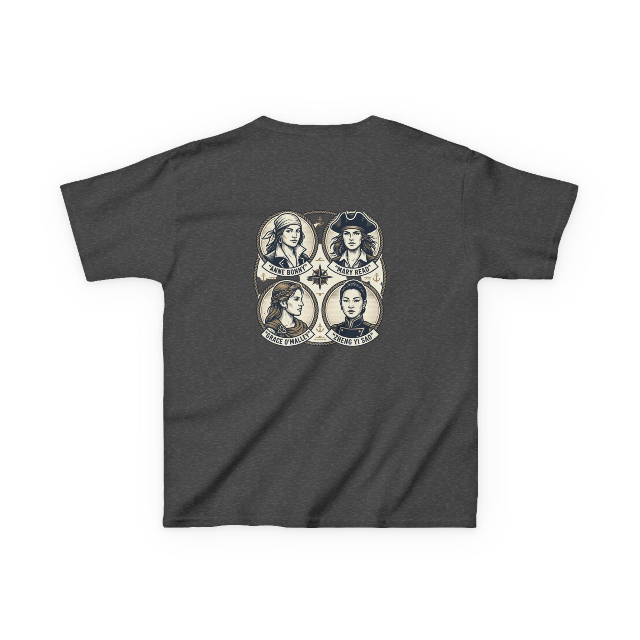 Kids Tee — 'Great Female Pirates' Illustration Back Print