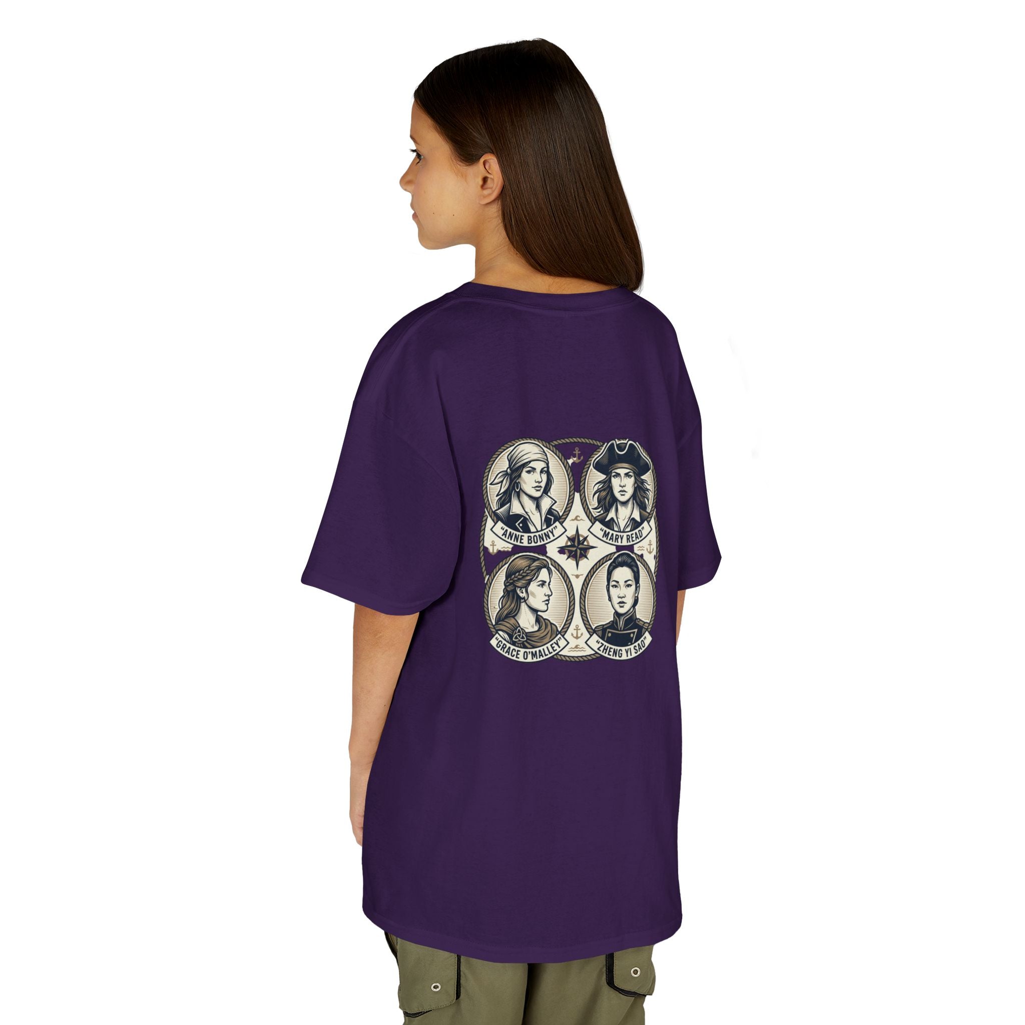 Kids Tee — 'Great Female Pirates' Illustration Back Print