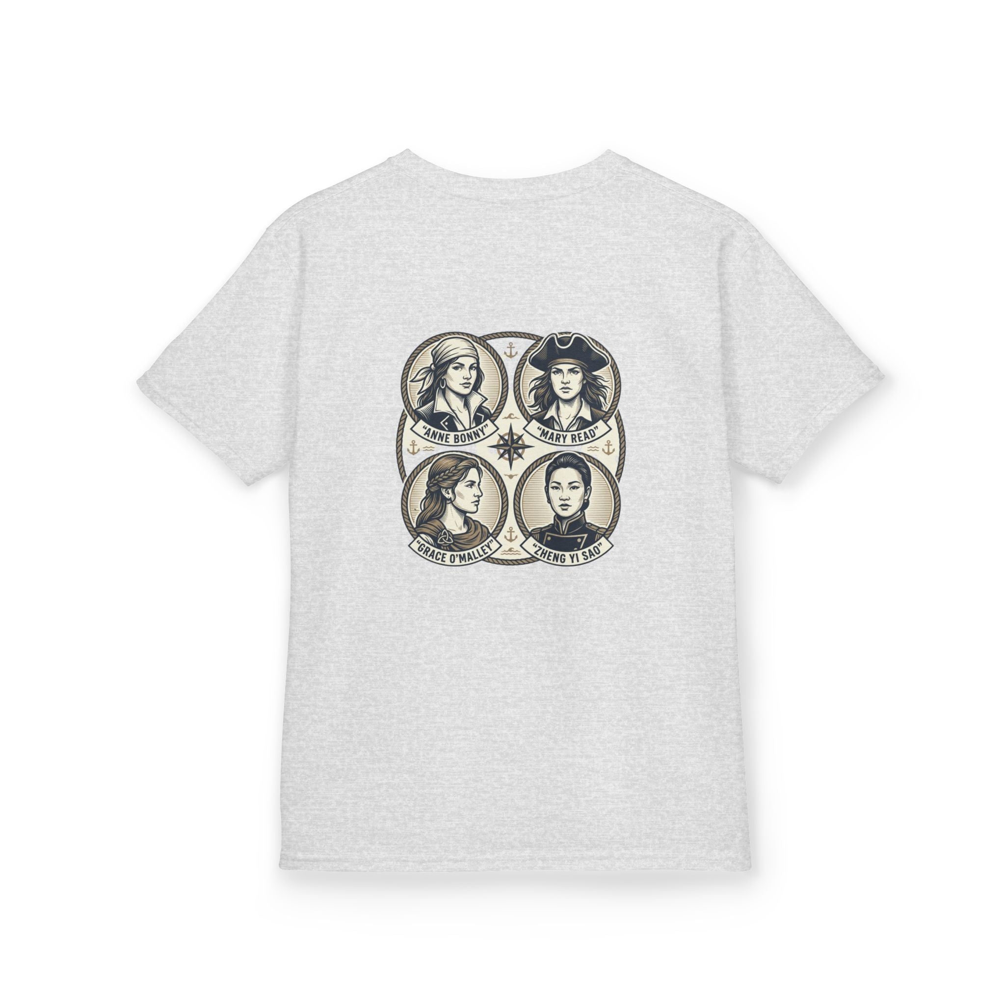 Kids Tee — 'Great Female Pirates' Illustration Back Print