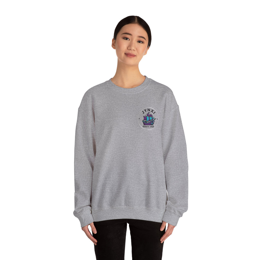 Pirate Ship Crewneck Sweatshirt — “JYNXI Pirate Shop” Logo