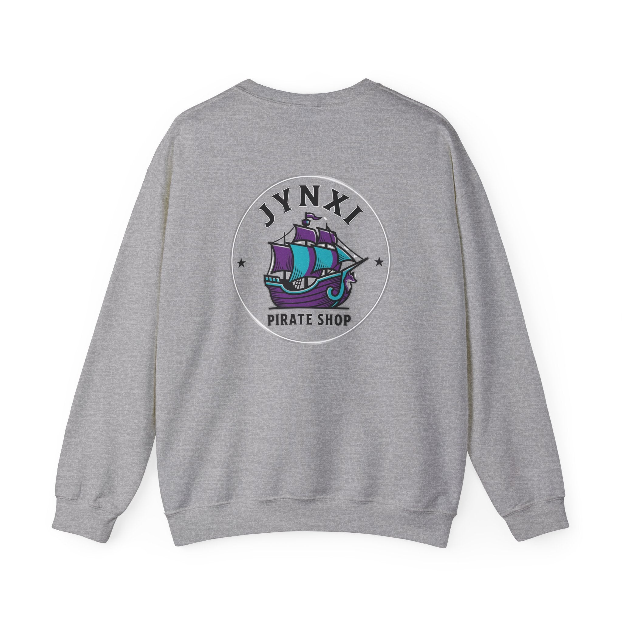Pirate Ship Crewneck Sweatshirt — “JYNXI Pirate Shop” Logo