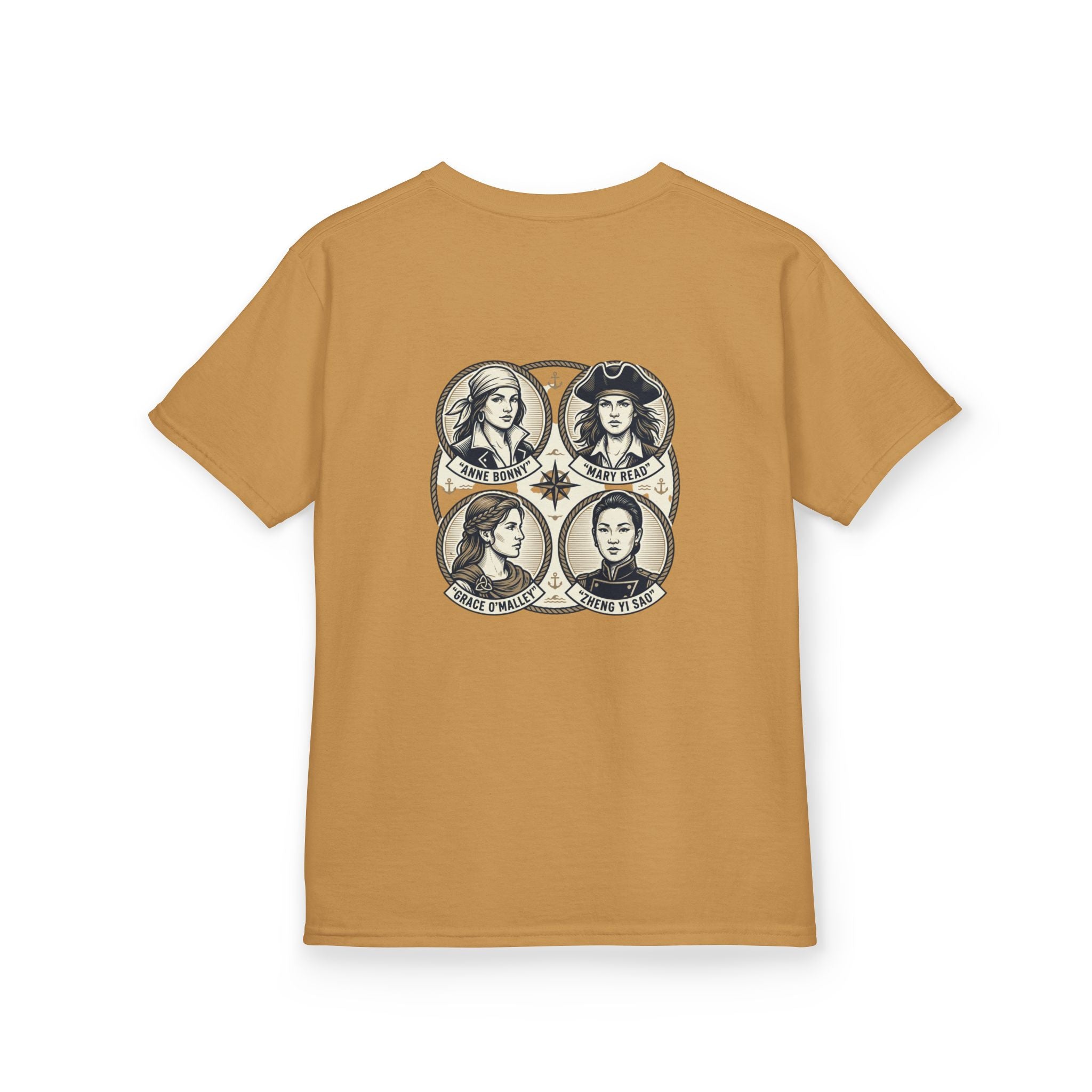 Kids Tee — 'Great Female Pirates' Illustration Back Print