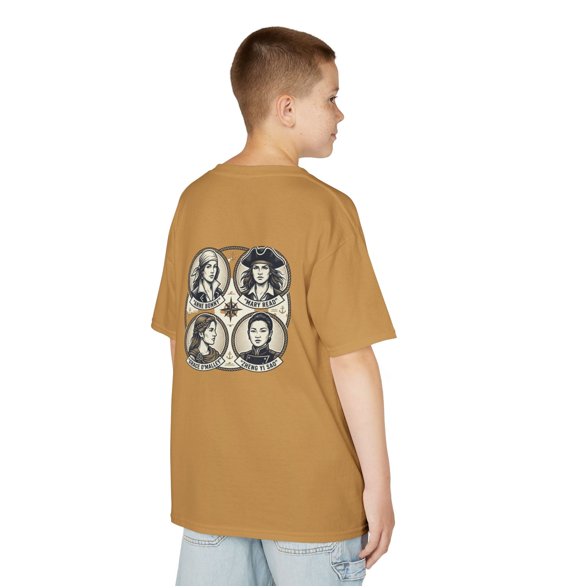 Kids Tee — 'Great Female Pirates' Illustration Back Print