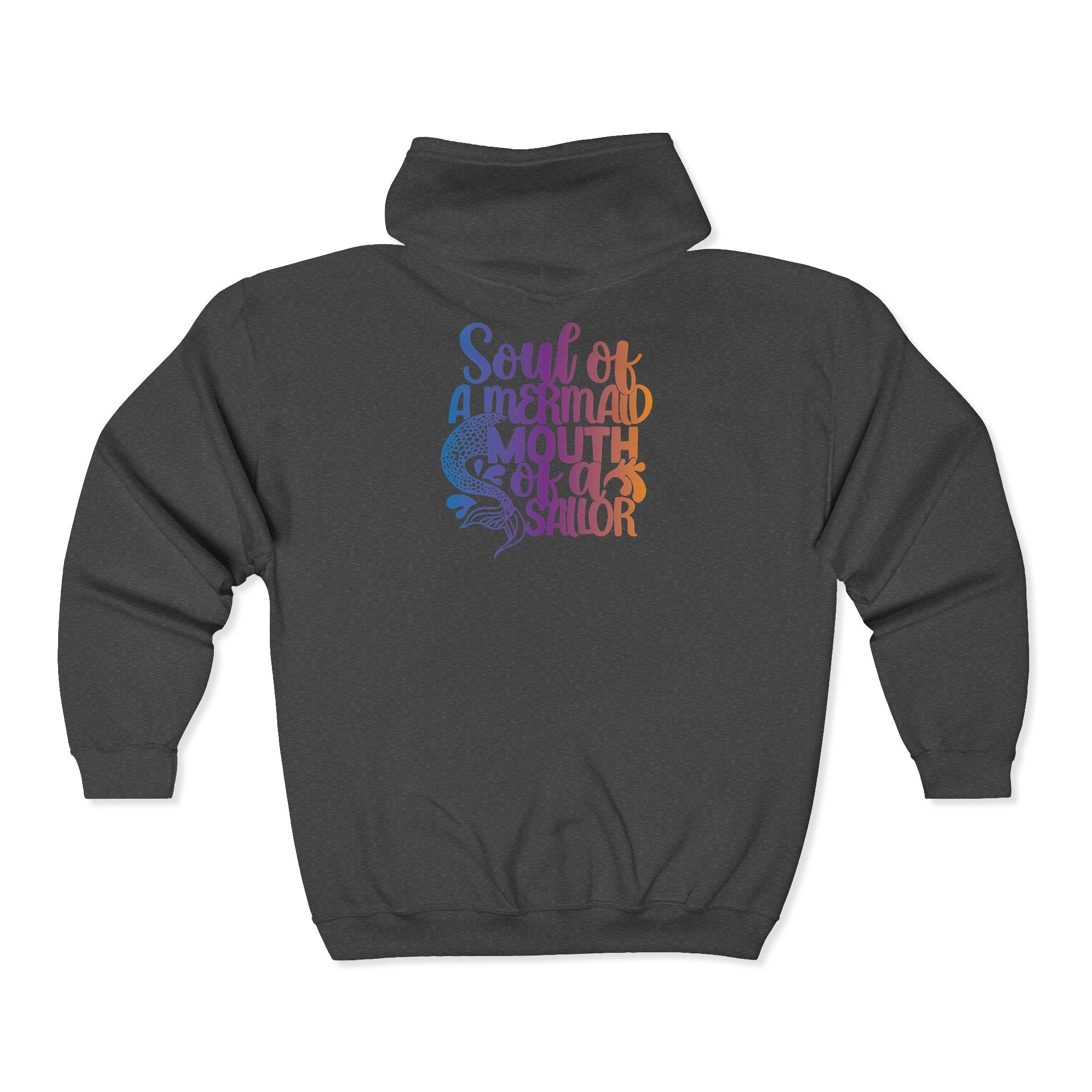 Full Zip Hoodie — 'Soul of a Mermaid' Gradient Script Zip-Up