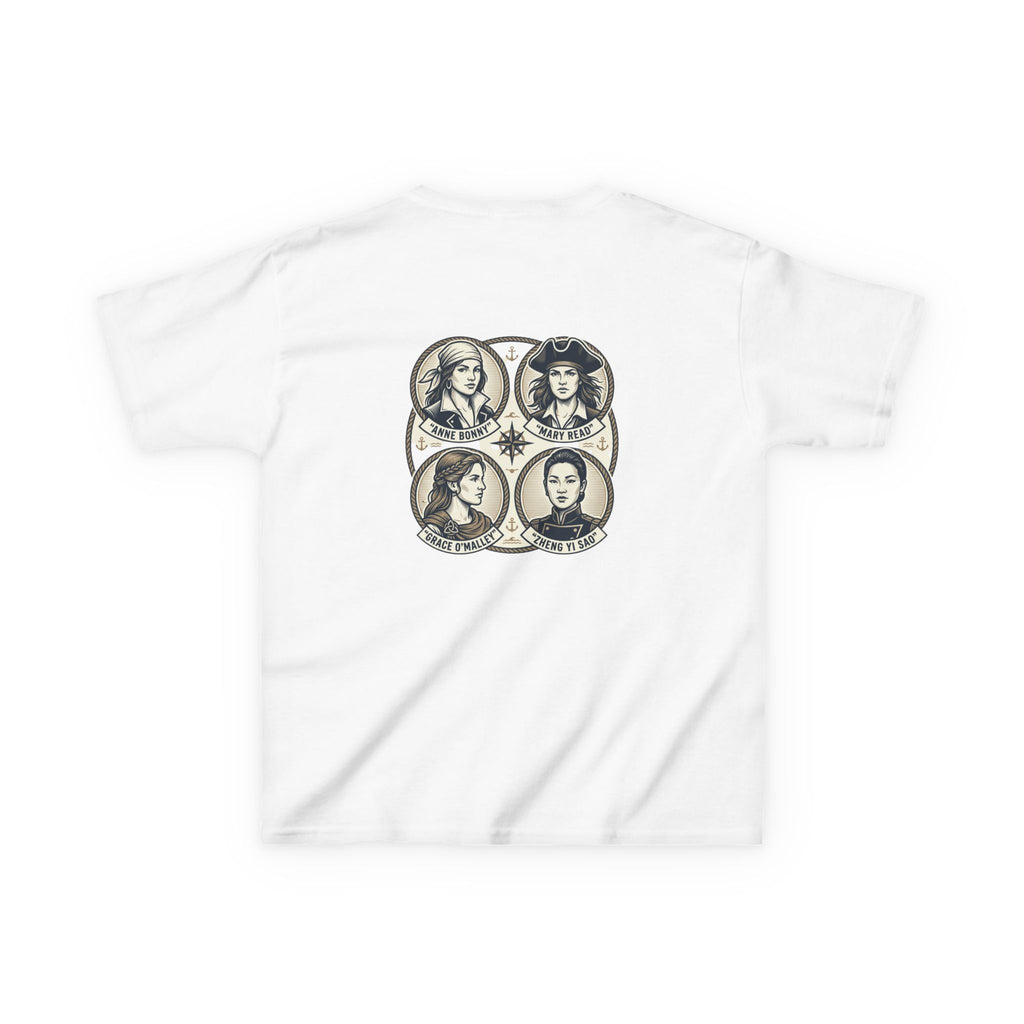 Kids Tee — 'Great Female Pirates' Illustration Back Print