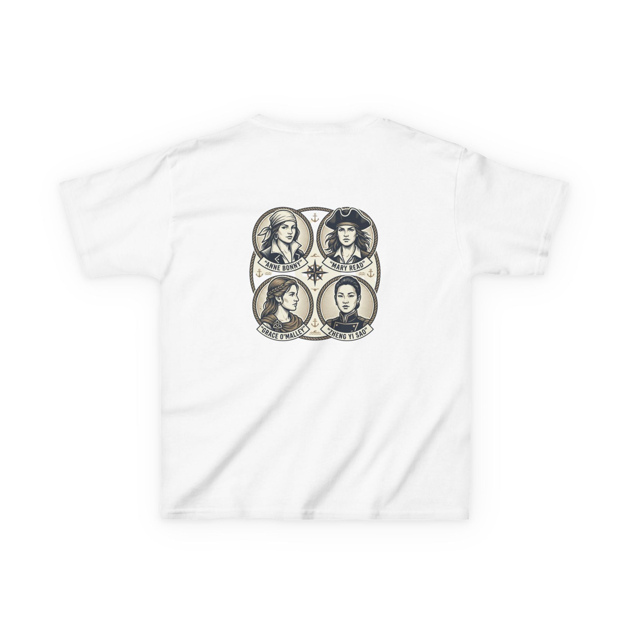 Kids Tee — 'Great Female Pirates' Illustration Back Print