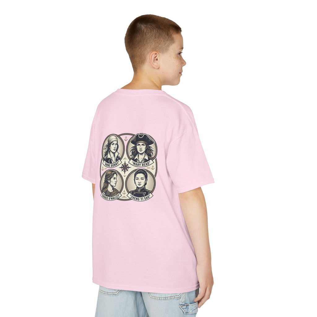 Kids Tee — 'Great Female Pirates' Illustration Back Print