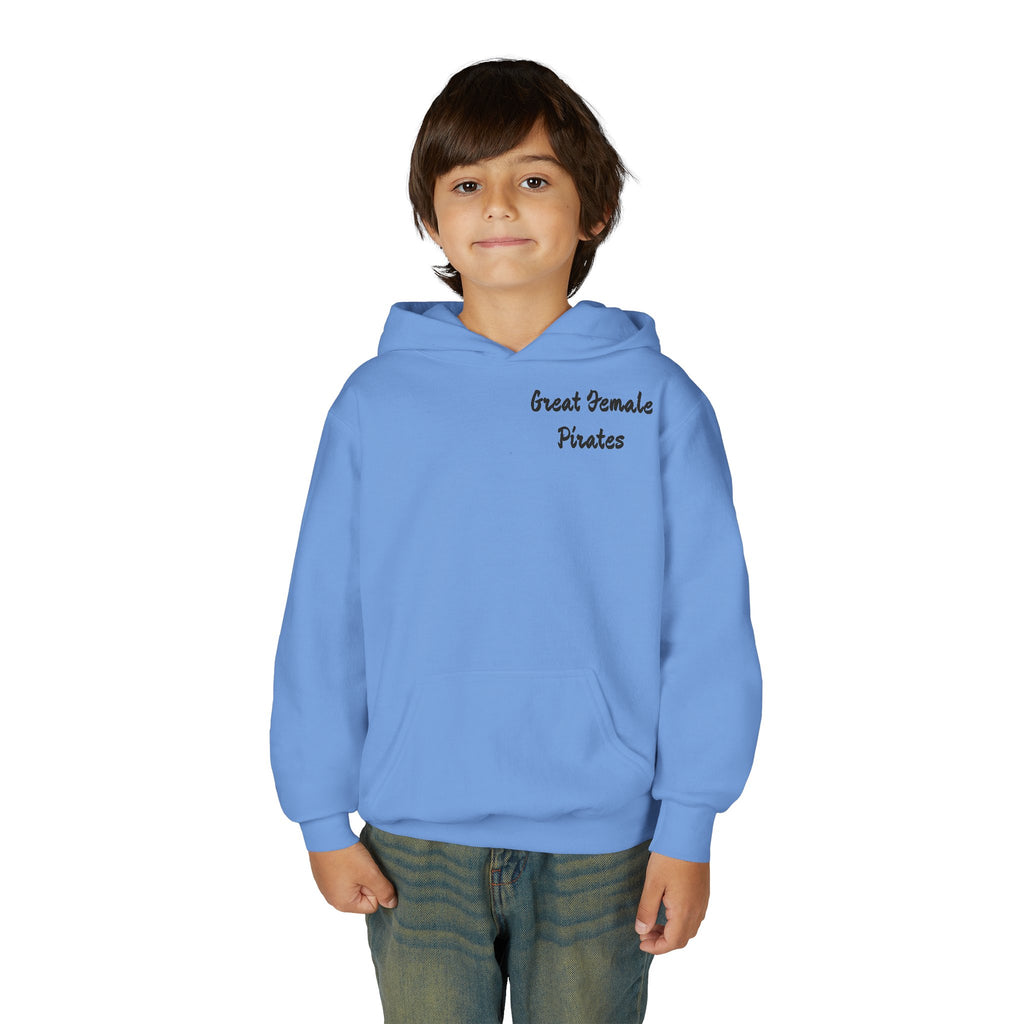 Youth Hoodie — 'Great Female Pirates' Illustrated Back Graphic