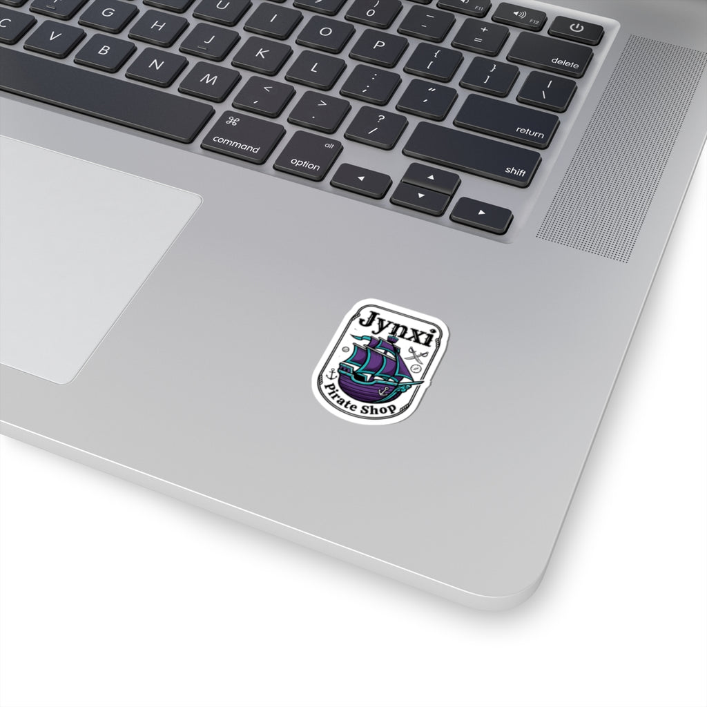Jynxi Pirate Shop Kiss-Cut Sticker — Purple Pirate Ship Logo
