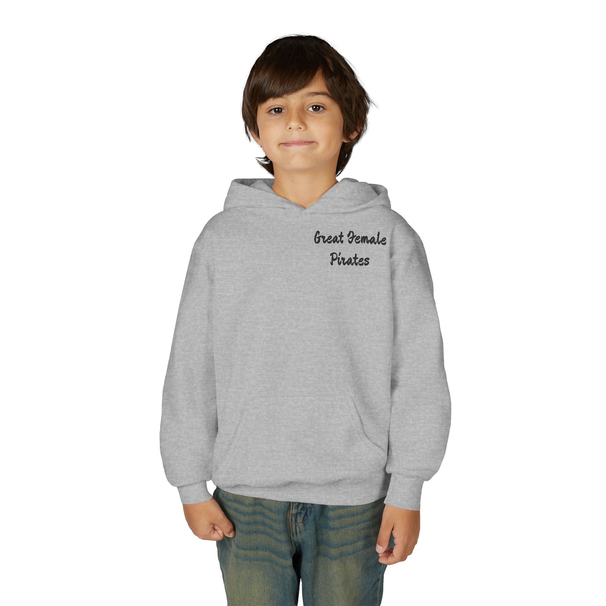 Youth Hoodie — 'Great Female Pirates' Illustrated Back Graphic