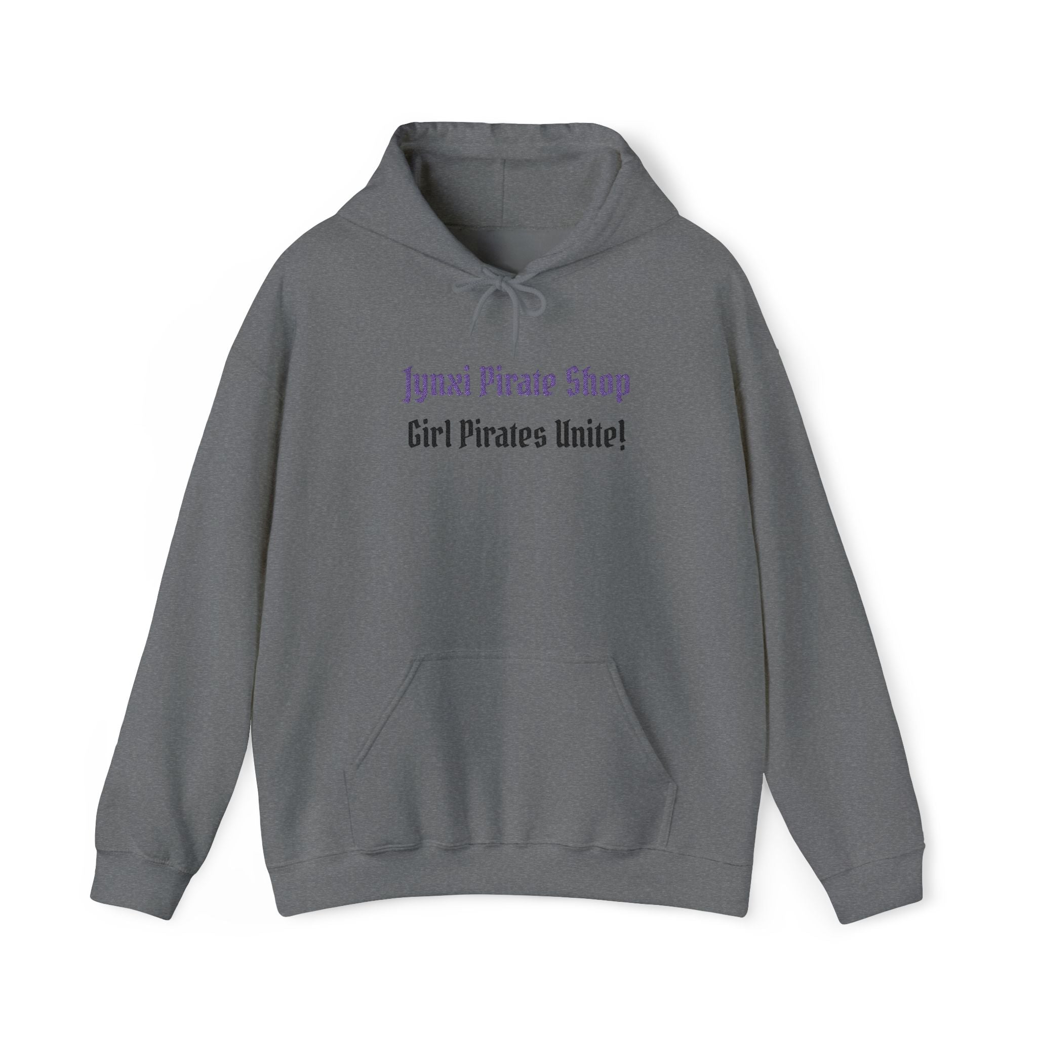 Girl Pirates Hoodie — "Jynxi Pirate Shop / Girl Pirates Unite!" White Pullover