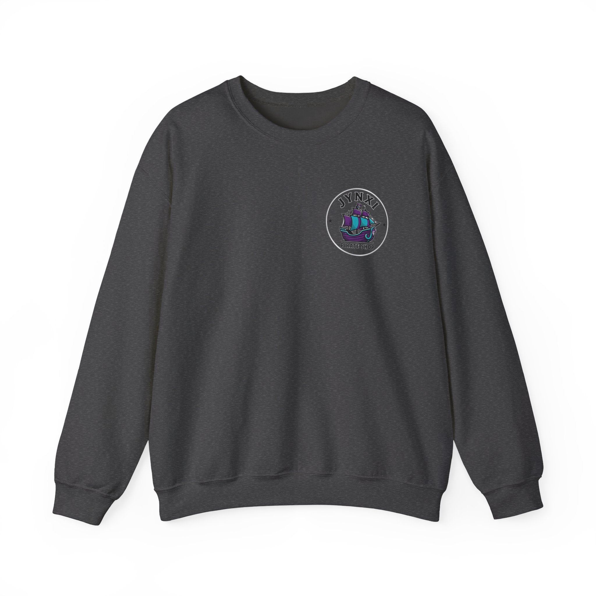 Pirate Ship Crewneck Sweatshirt — “JYNXI Pirate Shop” Logo