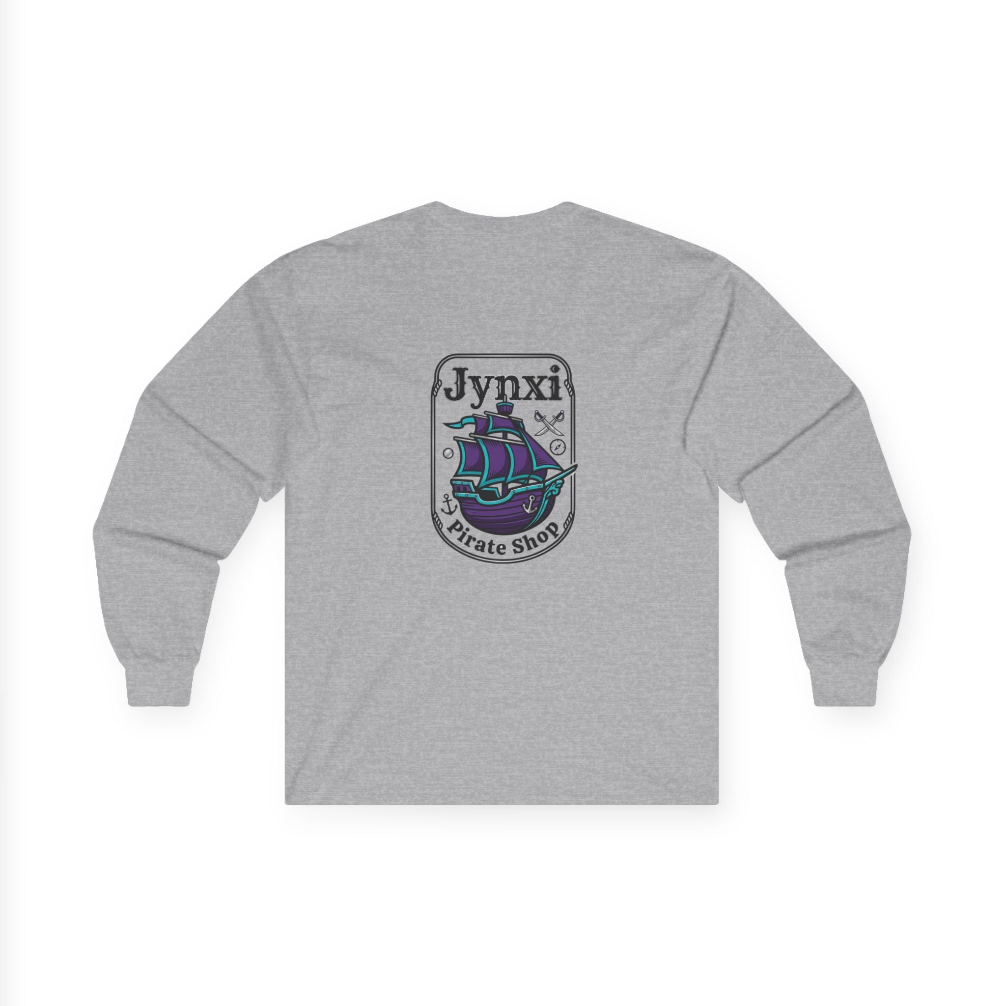 Pirate Ship Long Sleeve Tee — "Jynxi Pirate Shop" Graphic