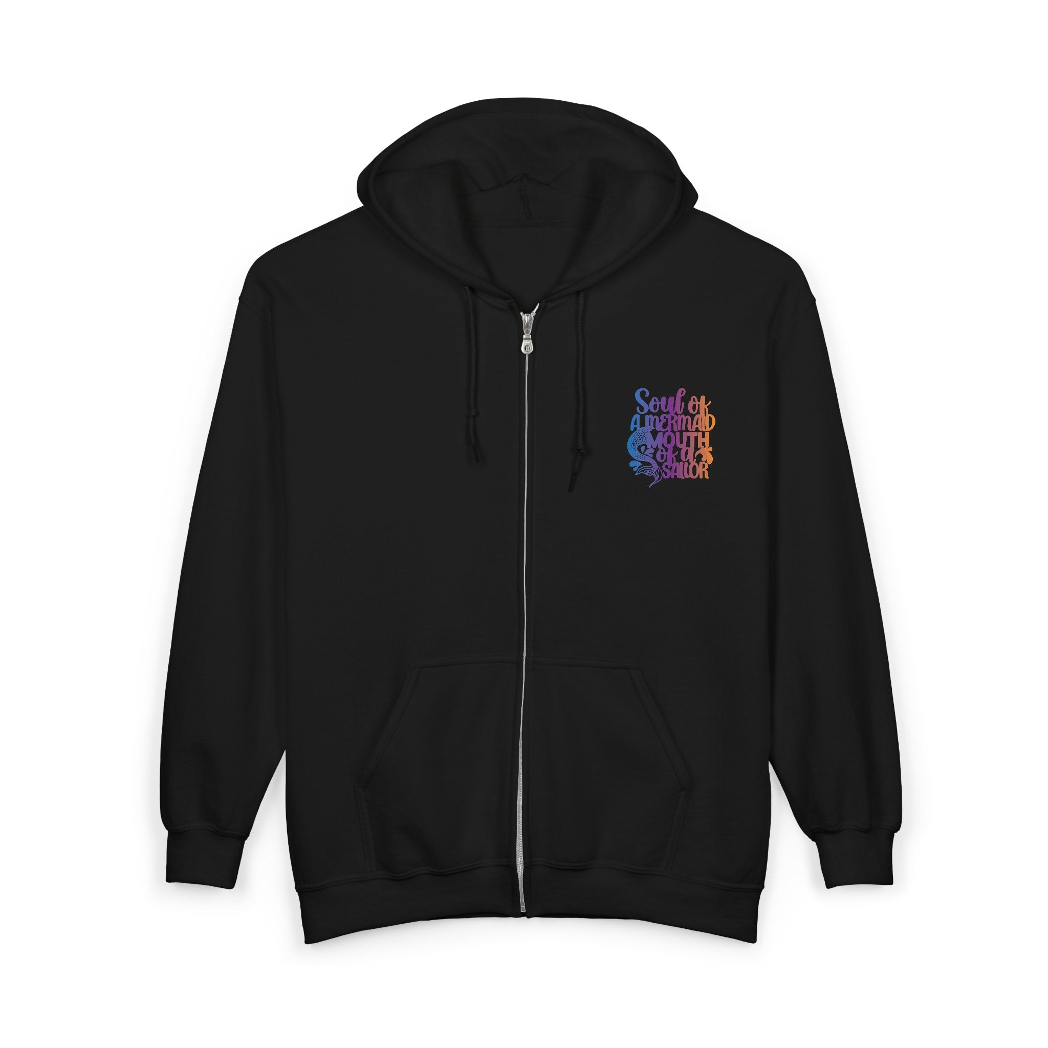 Full Zip Hoodie — 'Soul of a Mermaid' Gradient Script Zip-Up