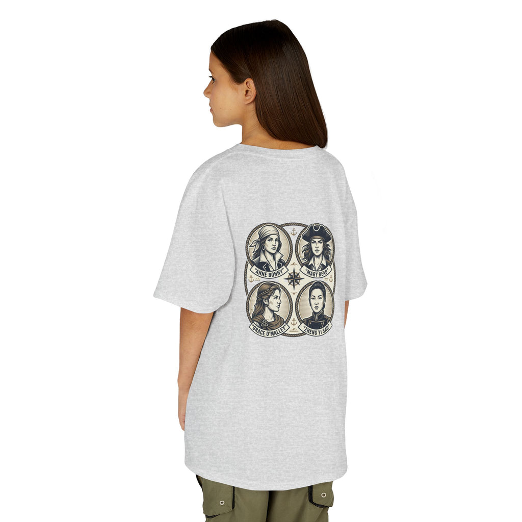 Kids Tee — 'Great Female Pirates' Illustration Back Print