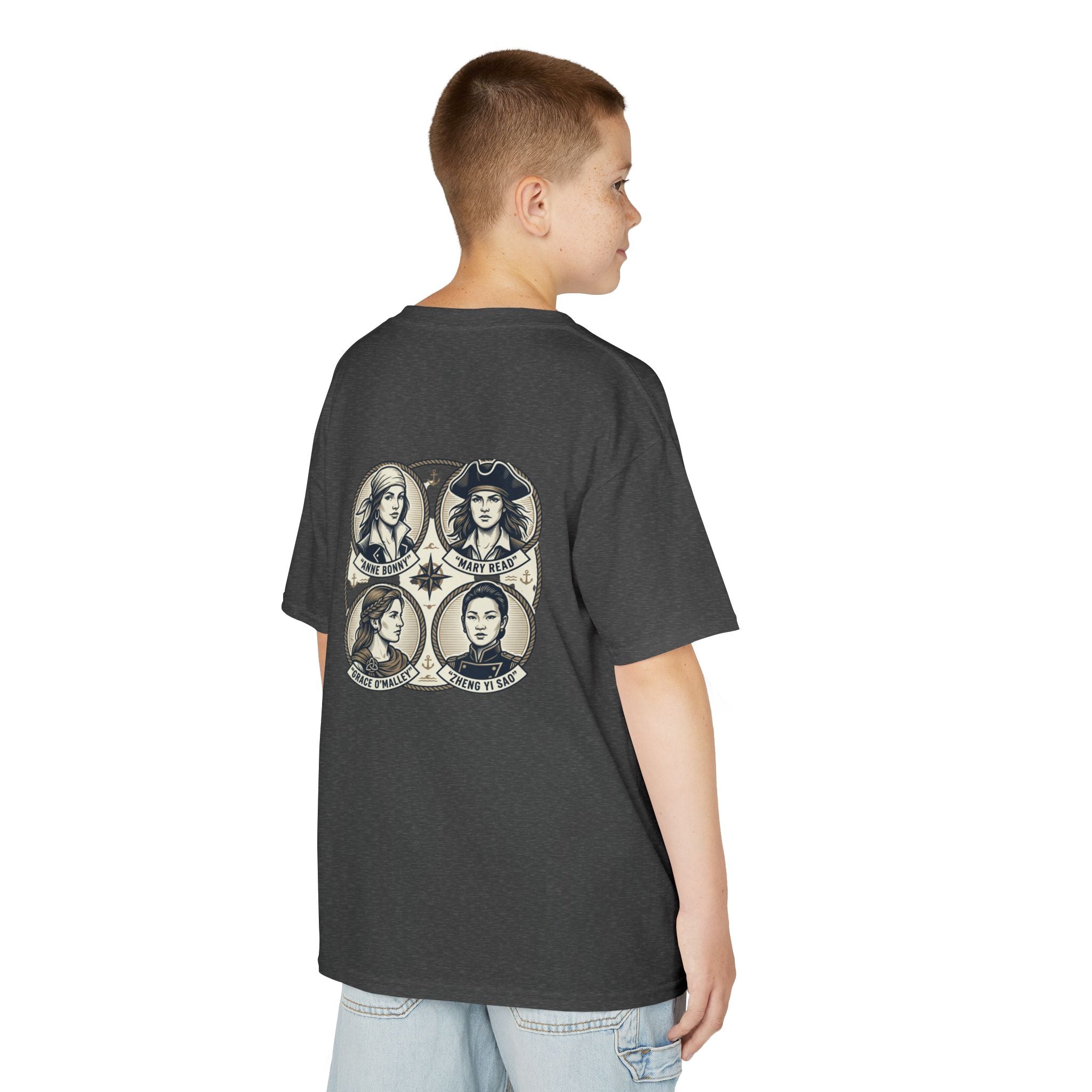 Kids Tee — 'Great Female Pirates' Illustration Back Print