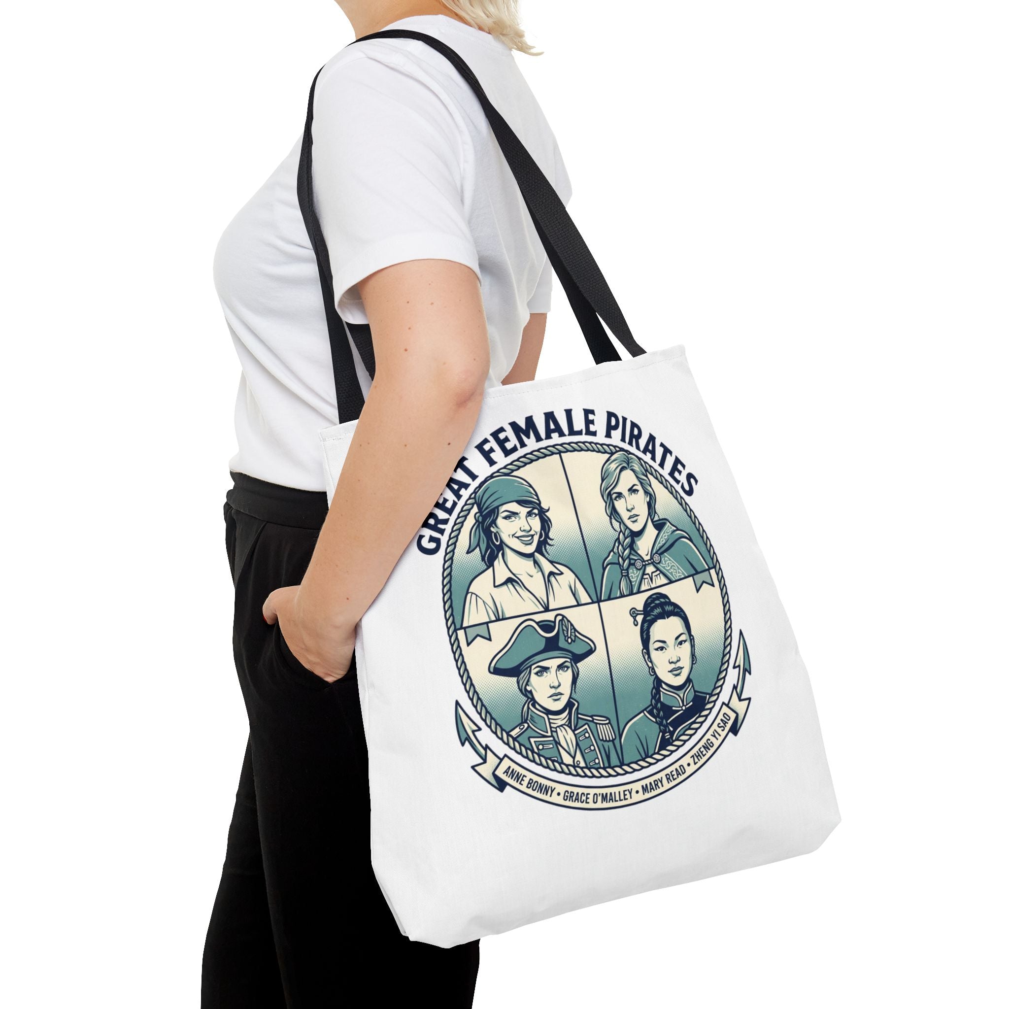Great Female Pirates Tote Bag — Historical Women Pirate Portraits All-Over Print