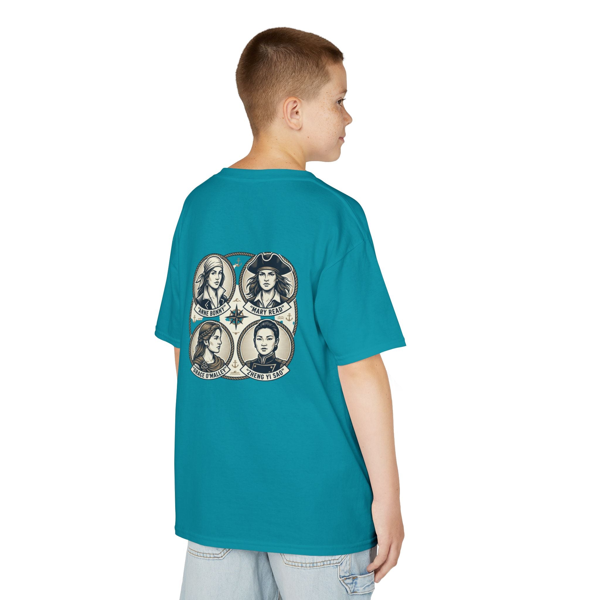 Kids Tee — 'Great Female Pirates' Illustration Back Print