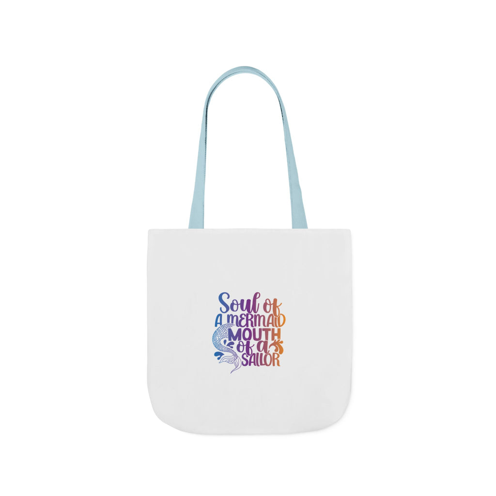 Soul of a Mermaid Colorful Script Canvas Tote Bag