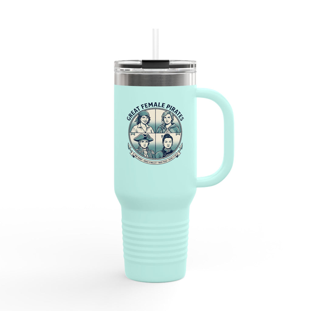 40oz Insulated Travel Mug — “Great Female Pirates” Vintage Portraits Stainless Steel Tumbler