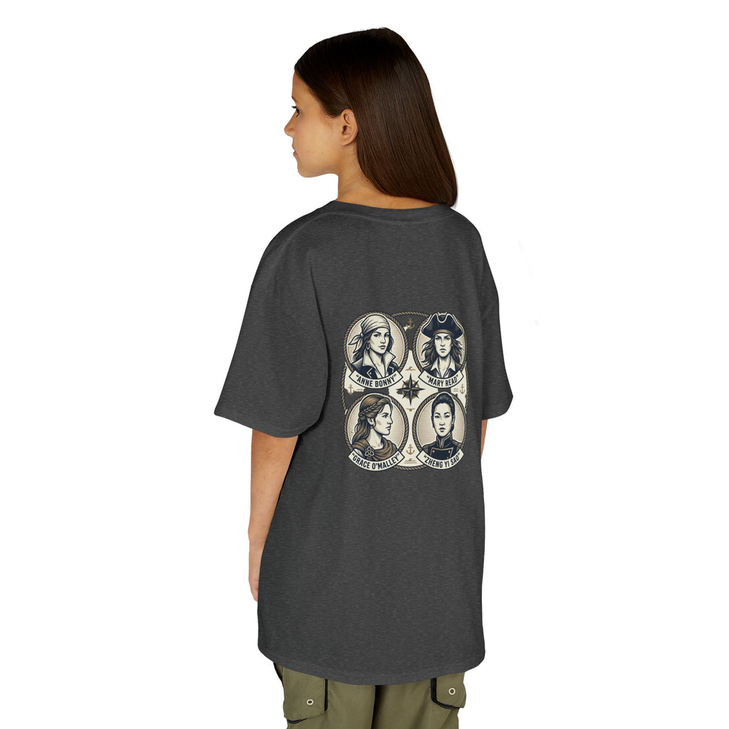 Kids Tee — 'Great Female Pirates' Illustration Back Print
