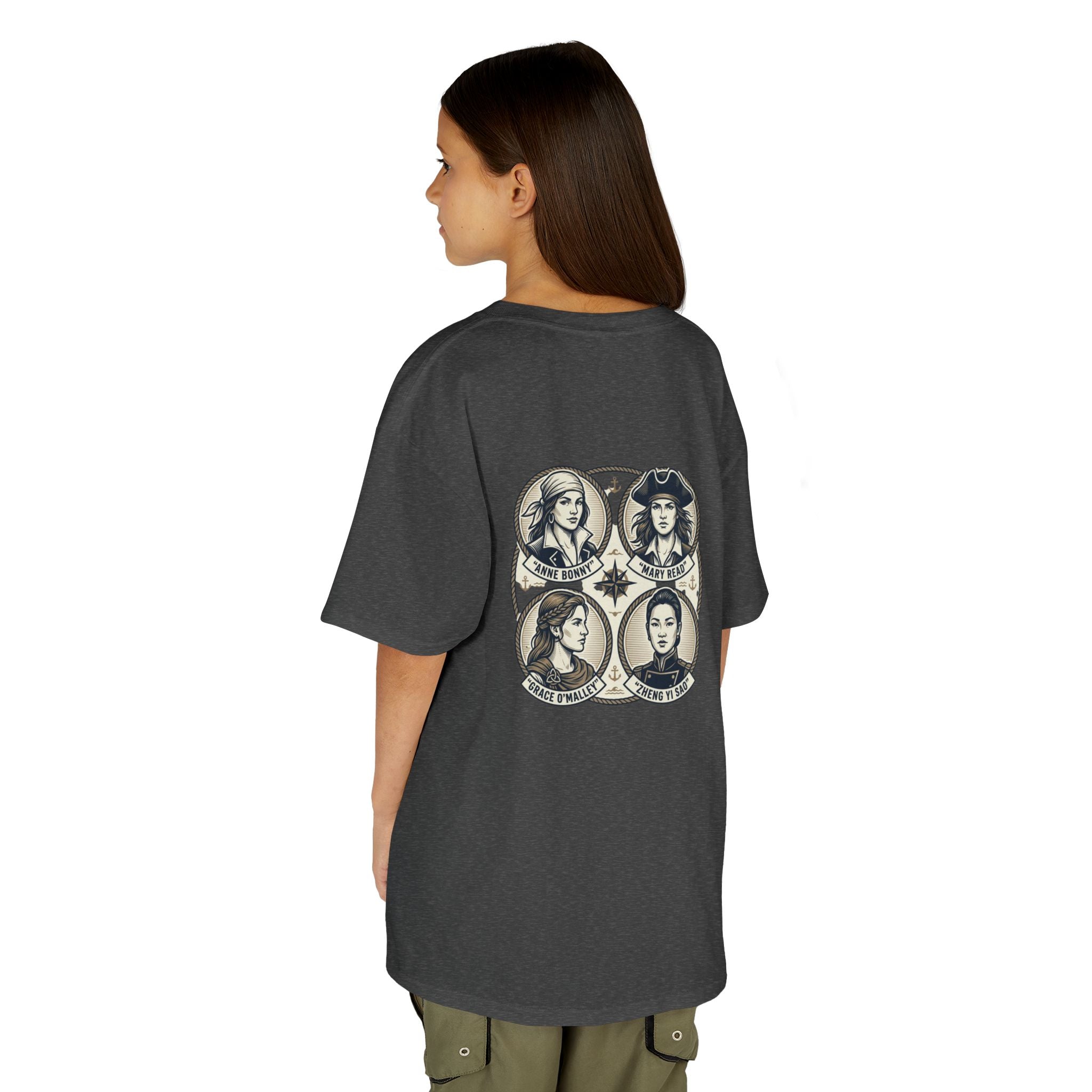 Kids Tee — 'Great Female Pirates' Illustration Back Print