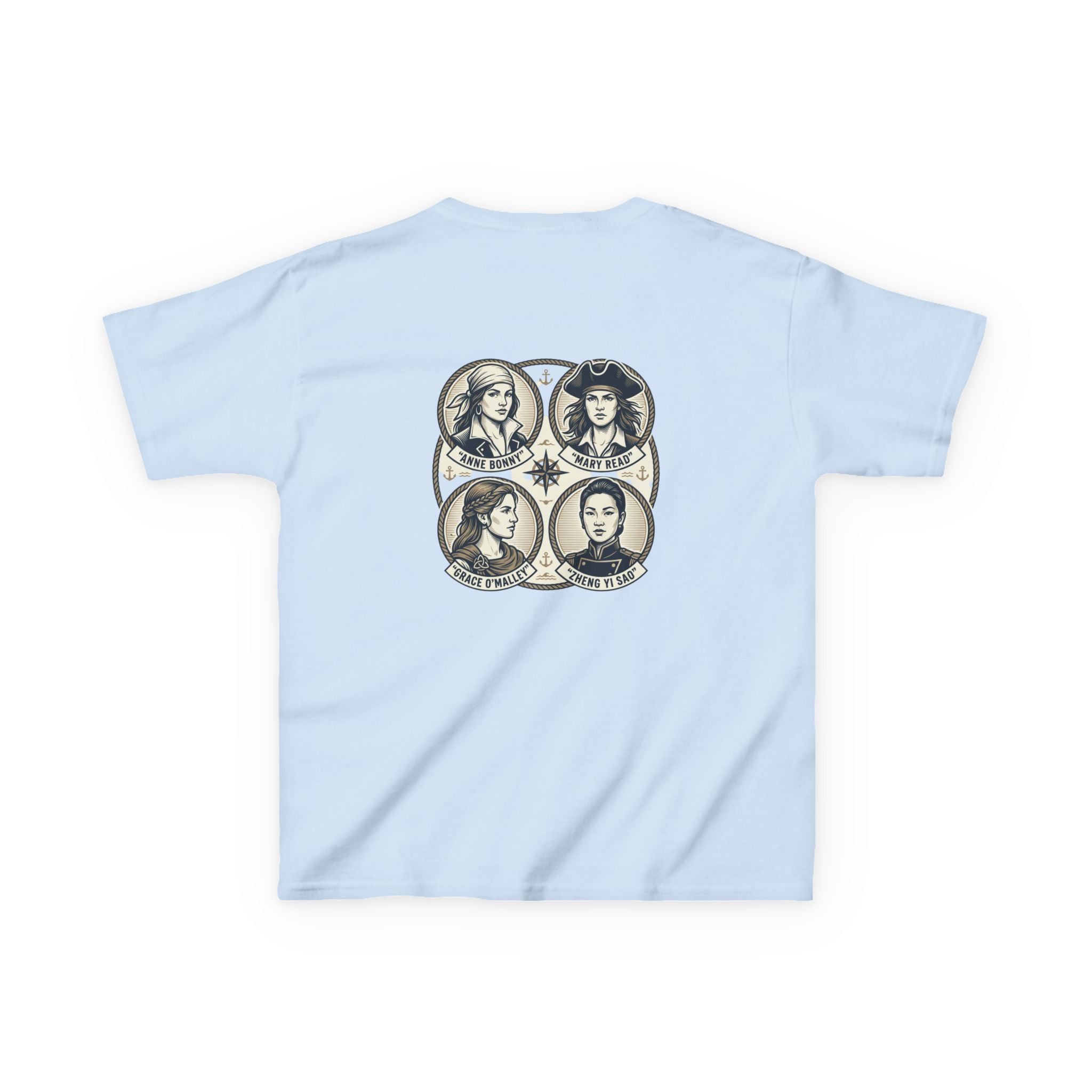 Kids Tee — 'Great Female Pirates' Illustration Back Print