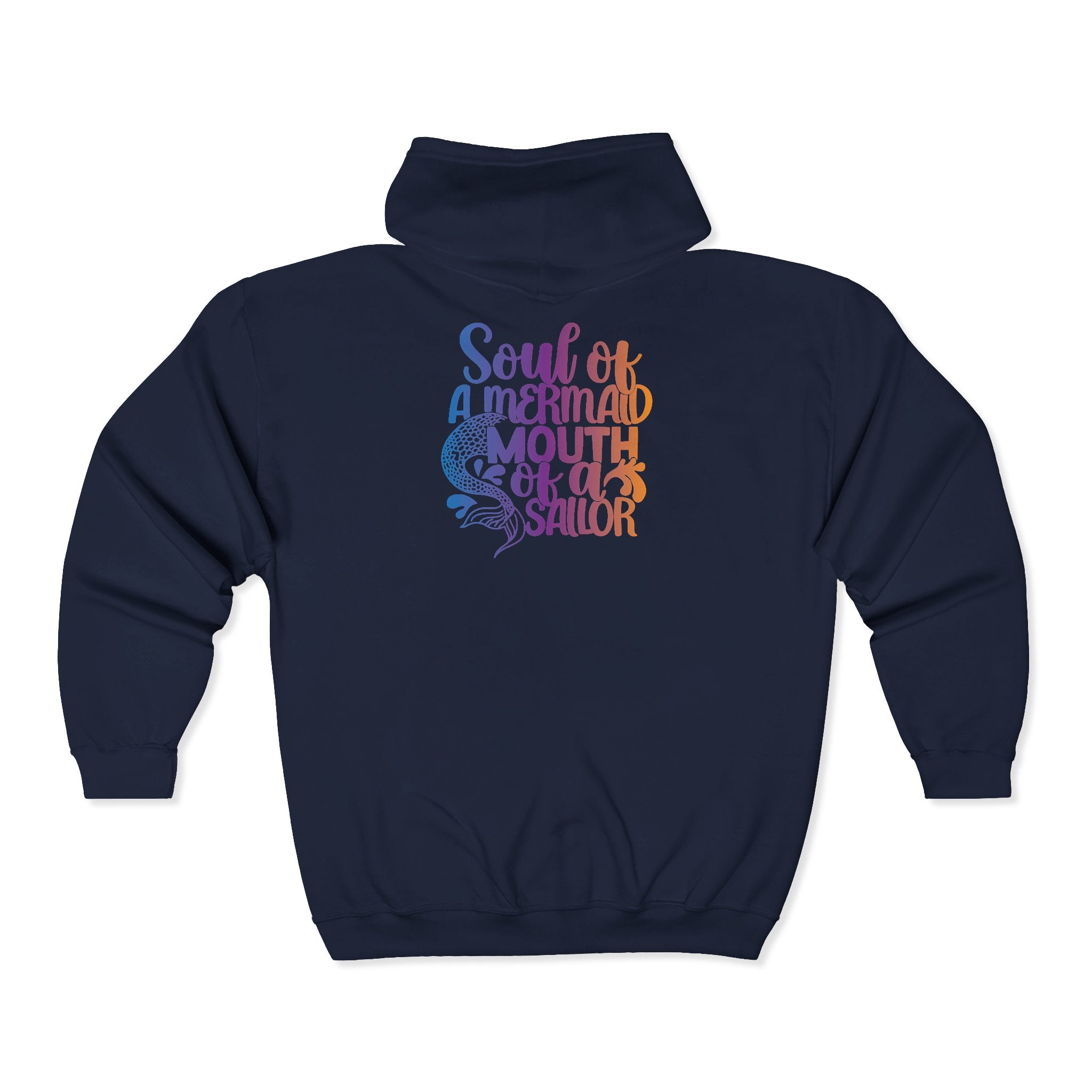 Full Zip Hoodie — 'Soul of a Mermaid' Gradient Script Zip-Up