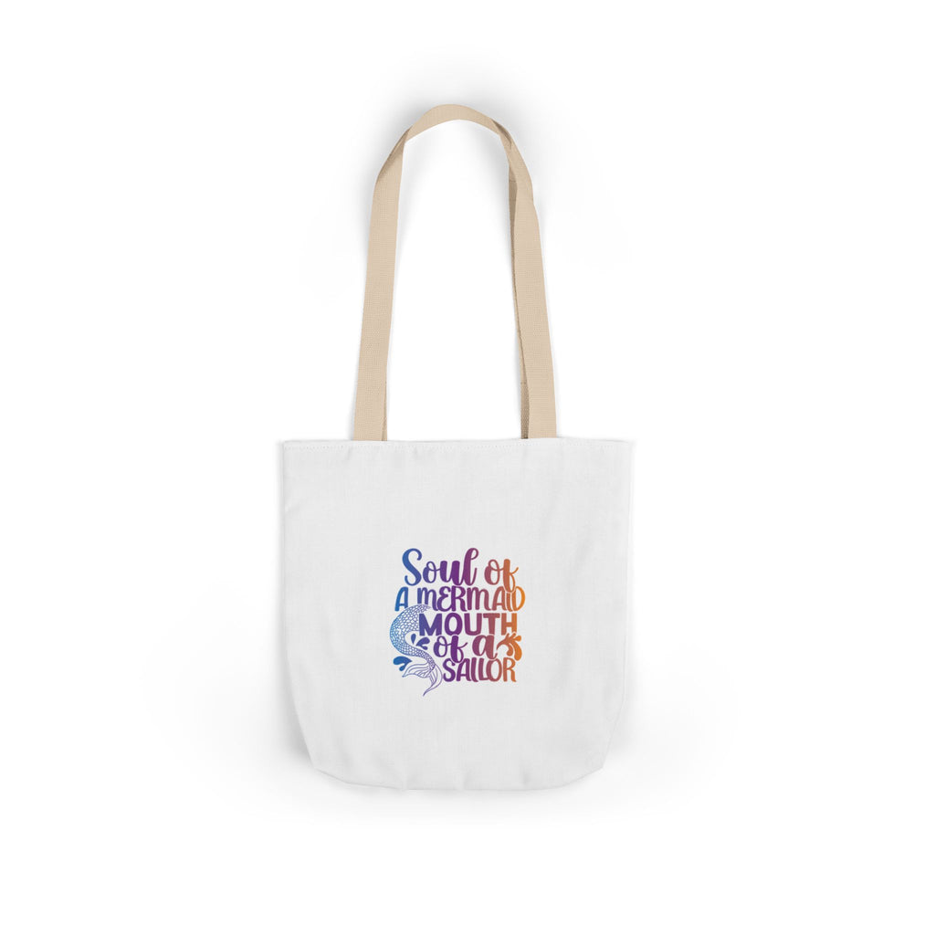 Soul of a Mermaid Colorful Script Canvas Tote Bag